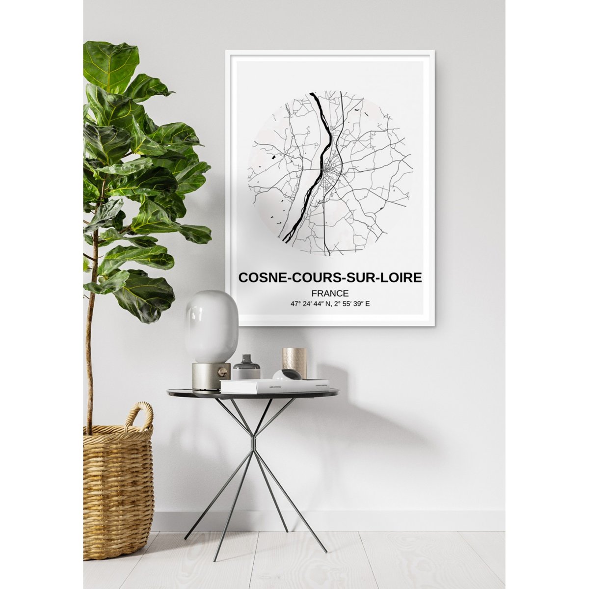 Affiche Carte Cosne-Cours-sur-Loire blanc, L'AFFICHERIE