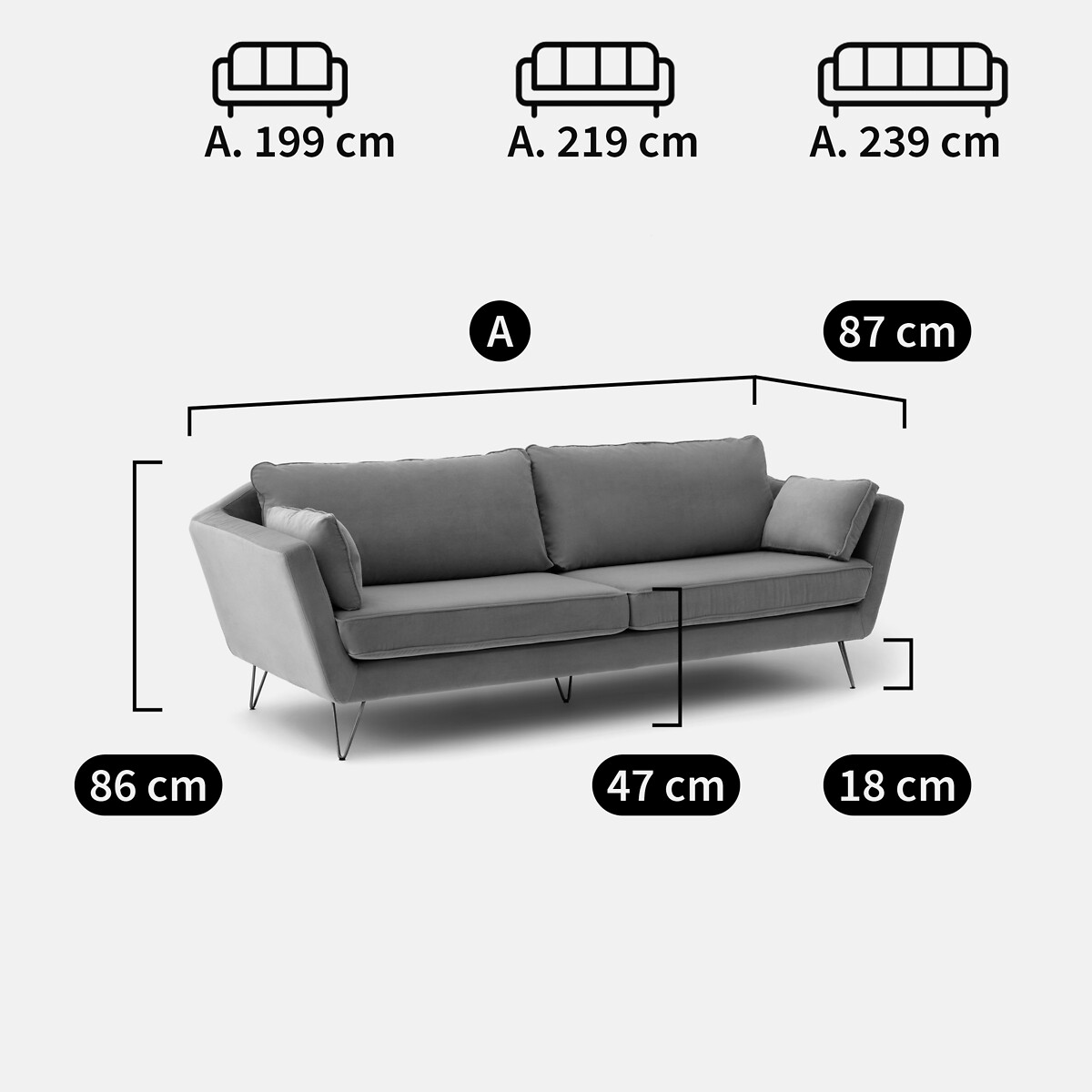 Canapé velours 3, 4 ou 5 places, TOPIM tabac, LA REDOUTE INTERIEURS