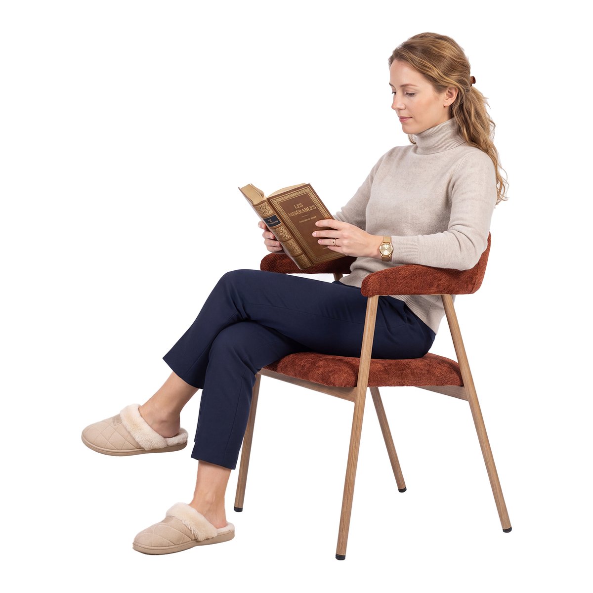 Lot de 2 chaises de salle à manger fauteuil scandinave, BONNIE rouge, MEUBLES COSY