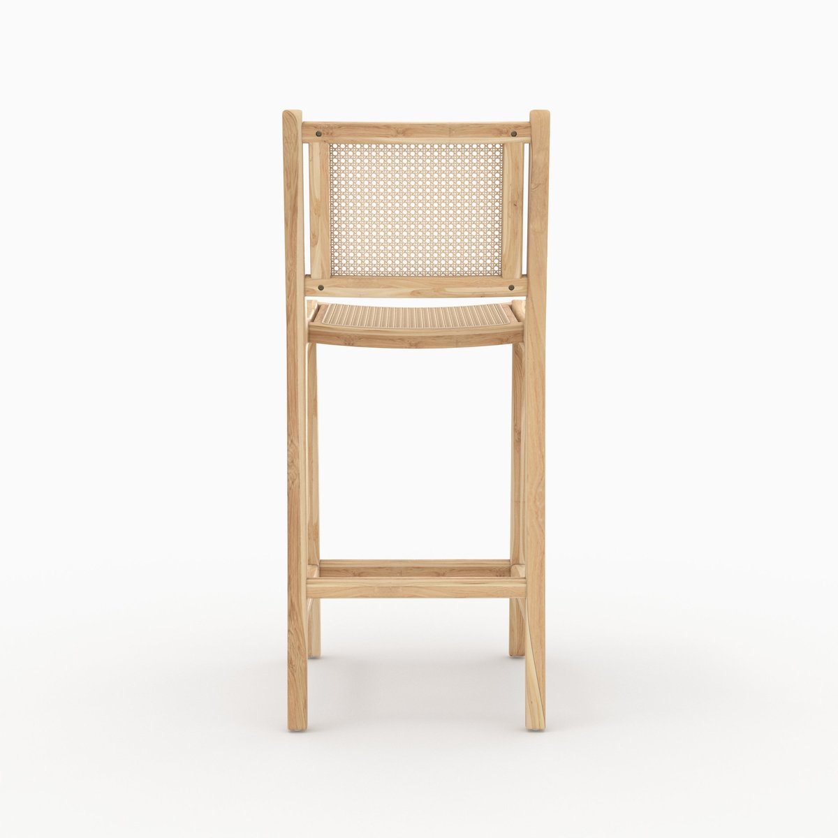 Lot de 2 chaises pour îlot central en teck et cannage rotin 66,5 cm - KYLA naturelle, MAISON PAVANE