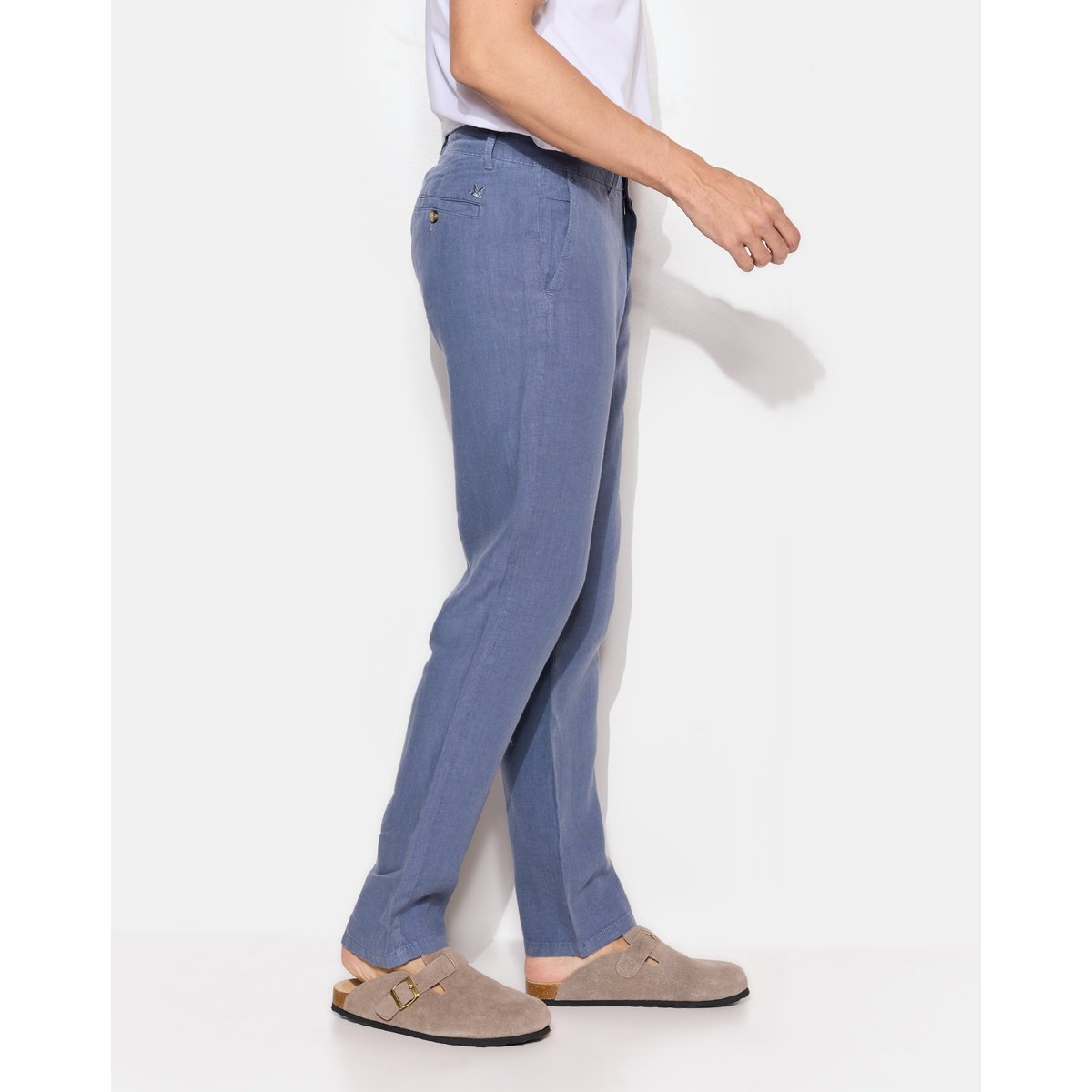 Pantalon chino en lin CHINO LIN bleu, CHEVIGNON