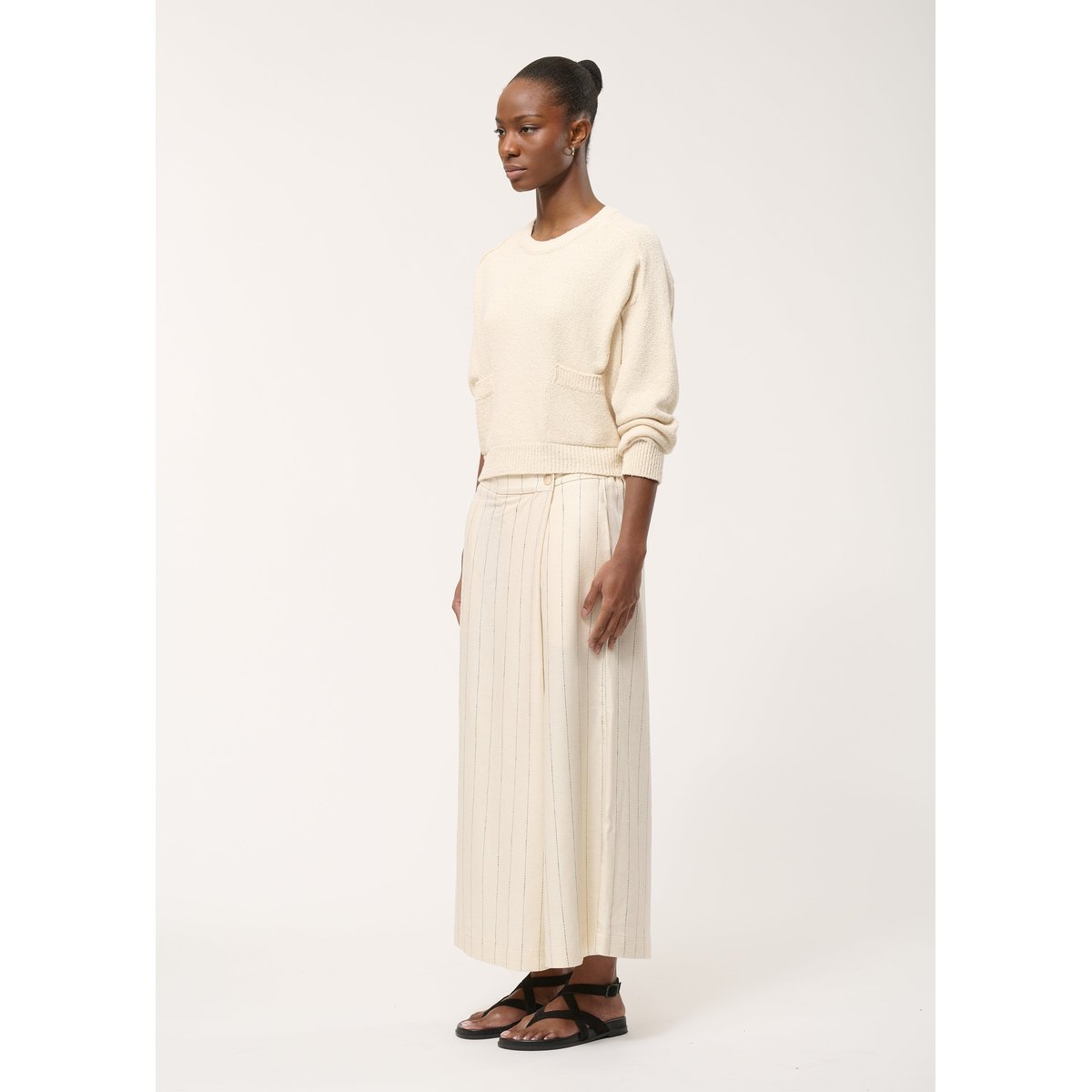 Pantalon croisé rayé naturel, HUMILITY