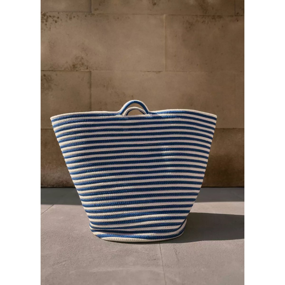 Grand panier en coton à rayures bleu, MANGO HOME
