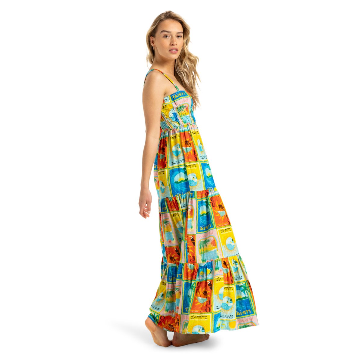 Robe midi ATLAS SUNSHINE COASTLINE. bleu atlas atlas print, ROXY