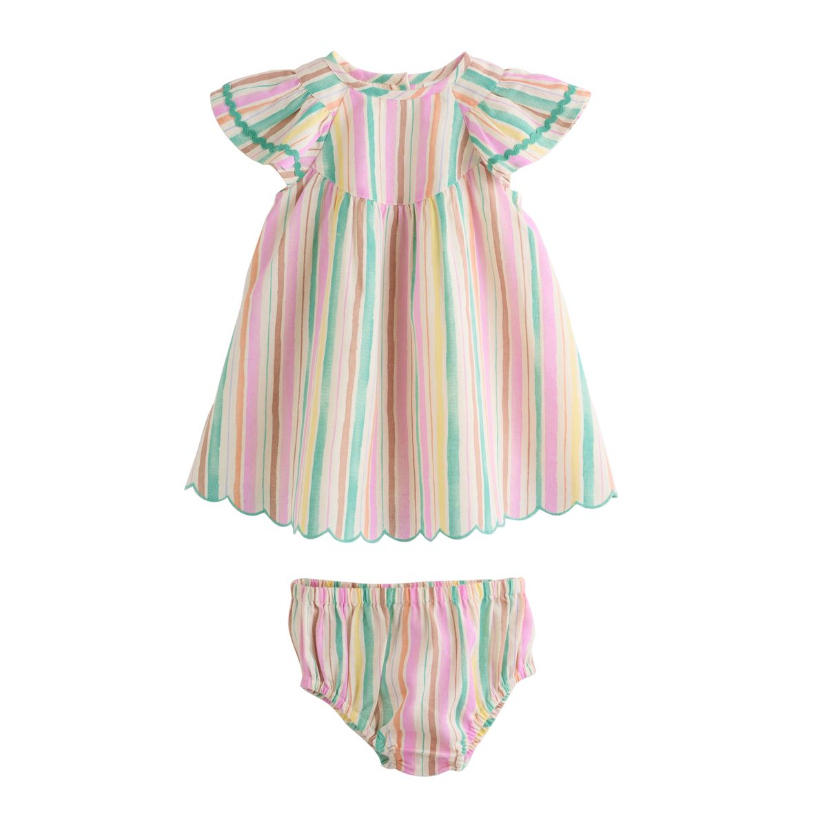 Robe tissée et culotte bébé, 2 pièces rayures multicolores, NEXT
