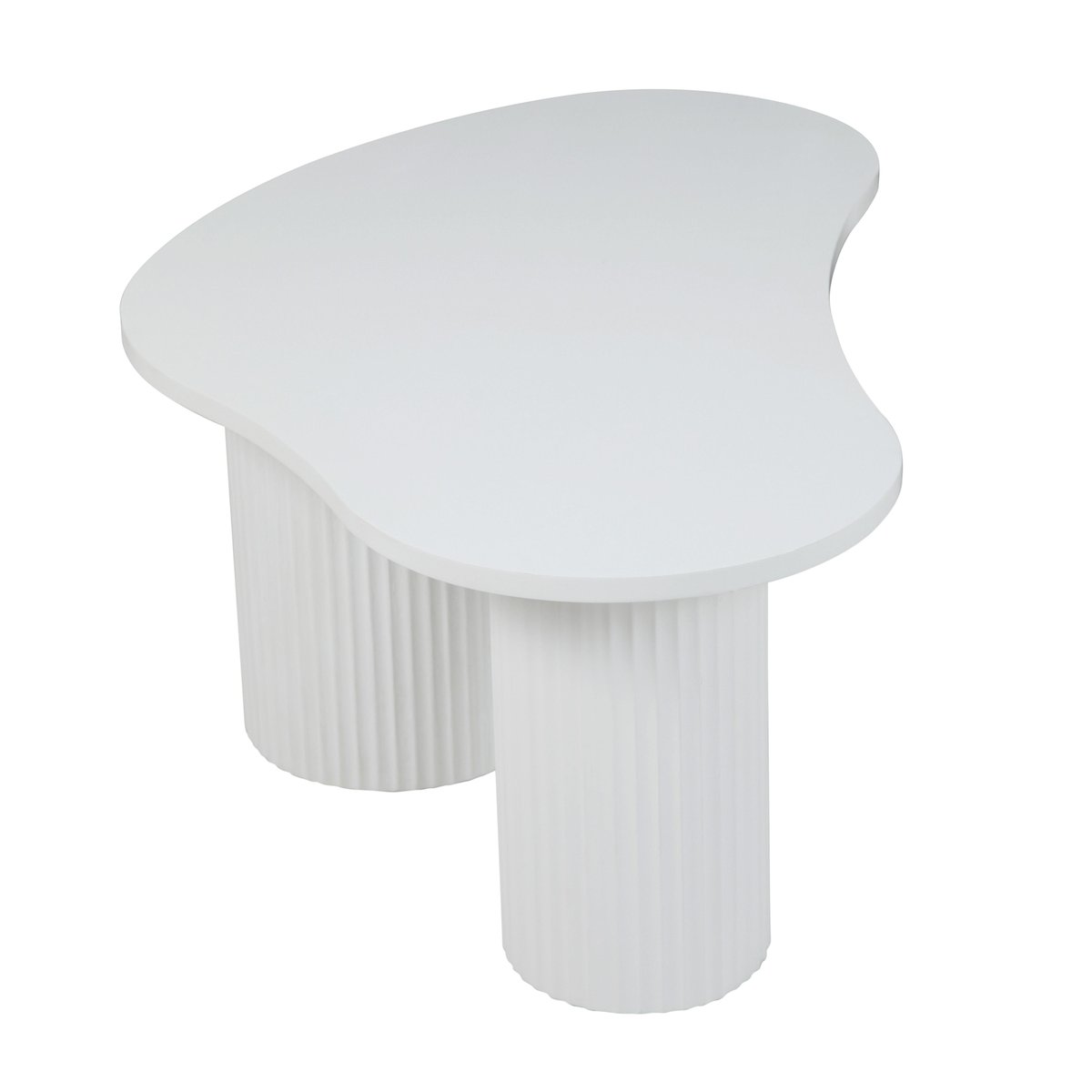 Lot de 2 tables basses gigognes design forme organique mélaminé, MAEVE blanc, OVIALA