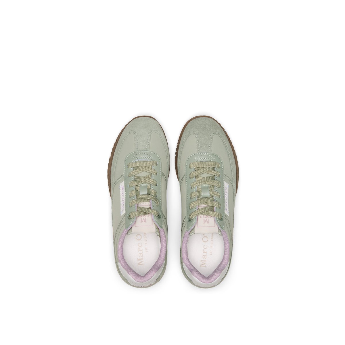 Baskets Modèle Gustafina en cuir et en nylon vert clair, MARC O'POLO