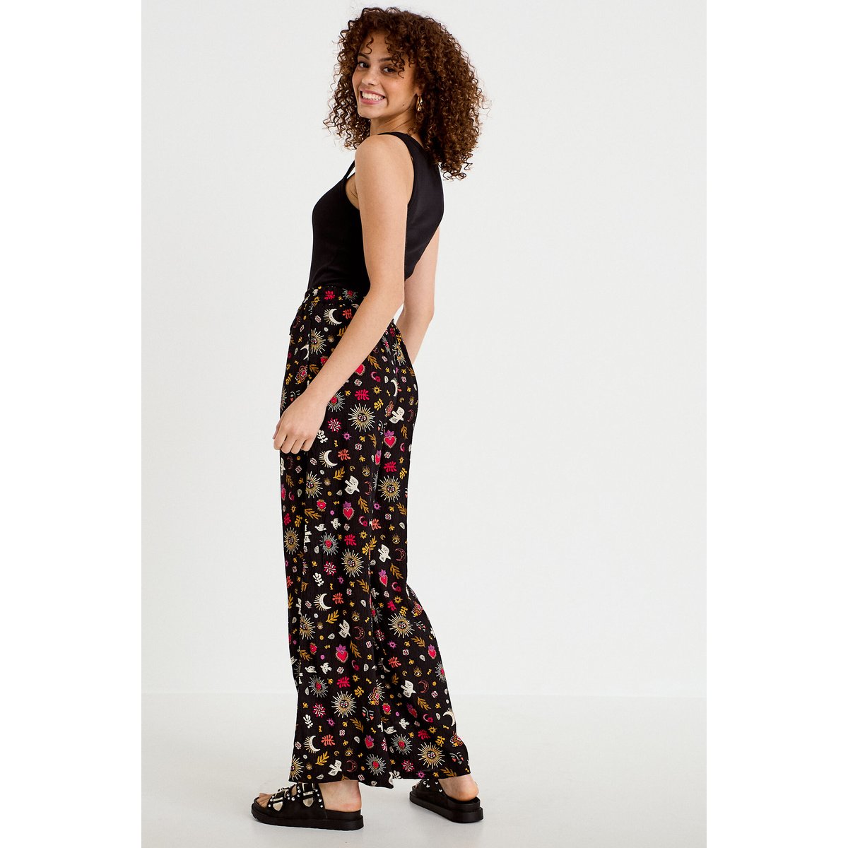 Pantalon large taille standard noir, CACHE CACHE