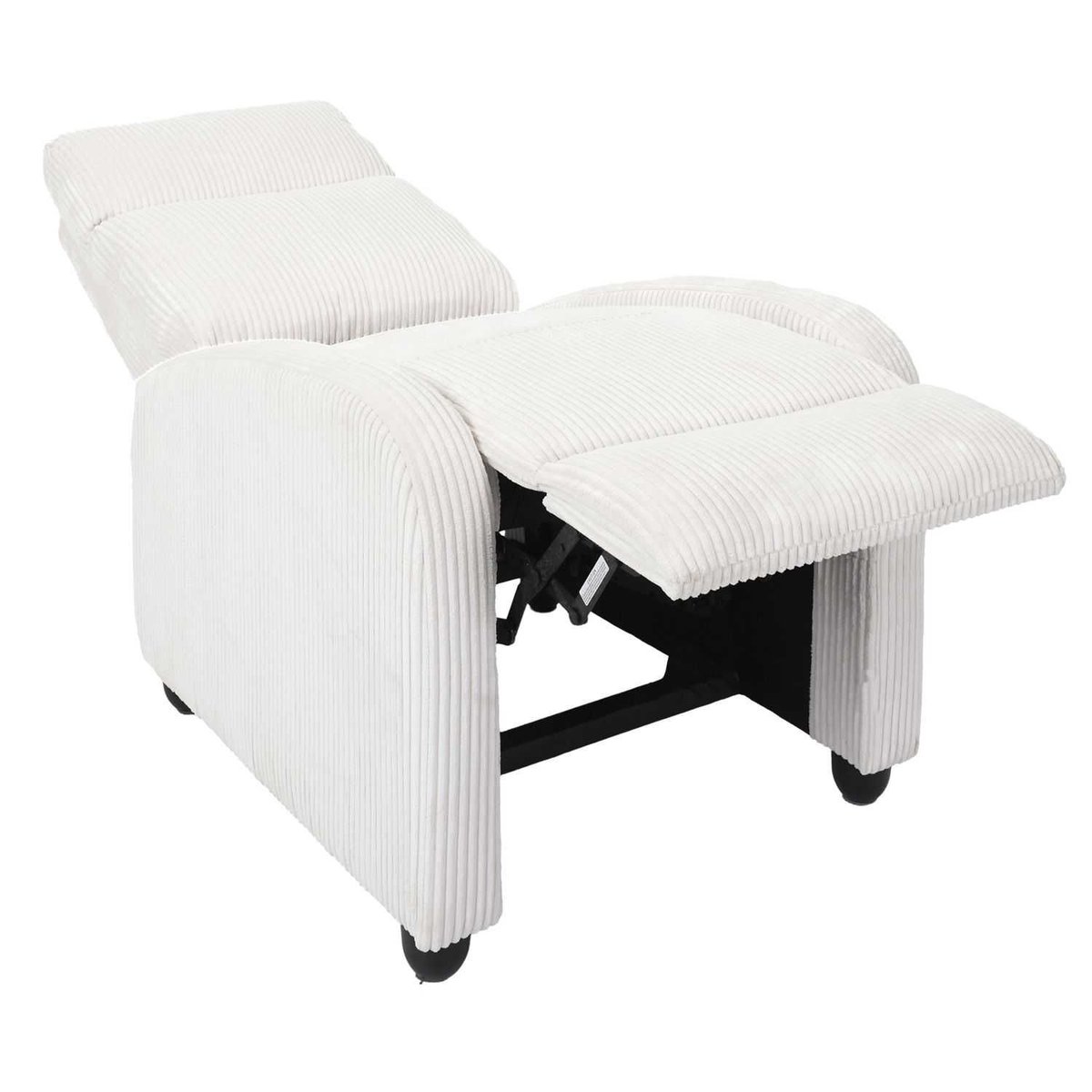 Fauteuil relax 3 positions en velours côtelé SCOTT beige, THE HOME DECO FACTORY