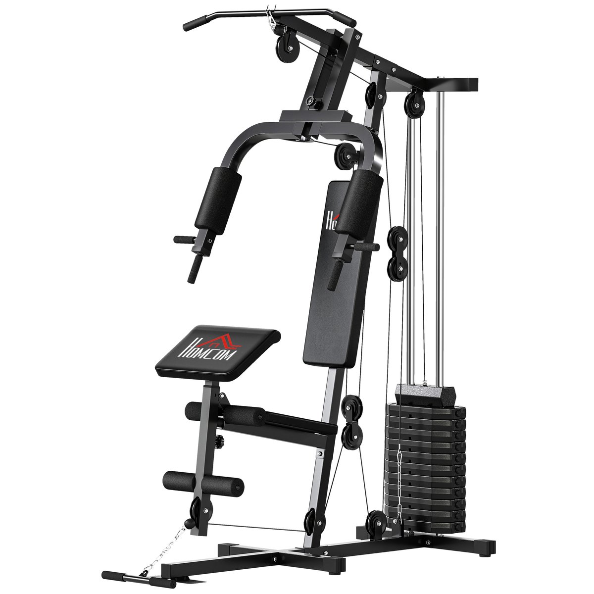 Station de musculation polyvalente Acier Noir noir, HOMCOM