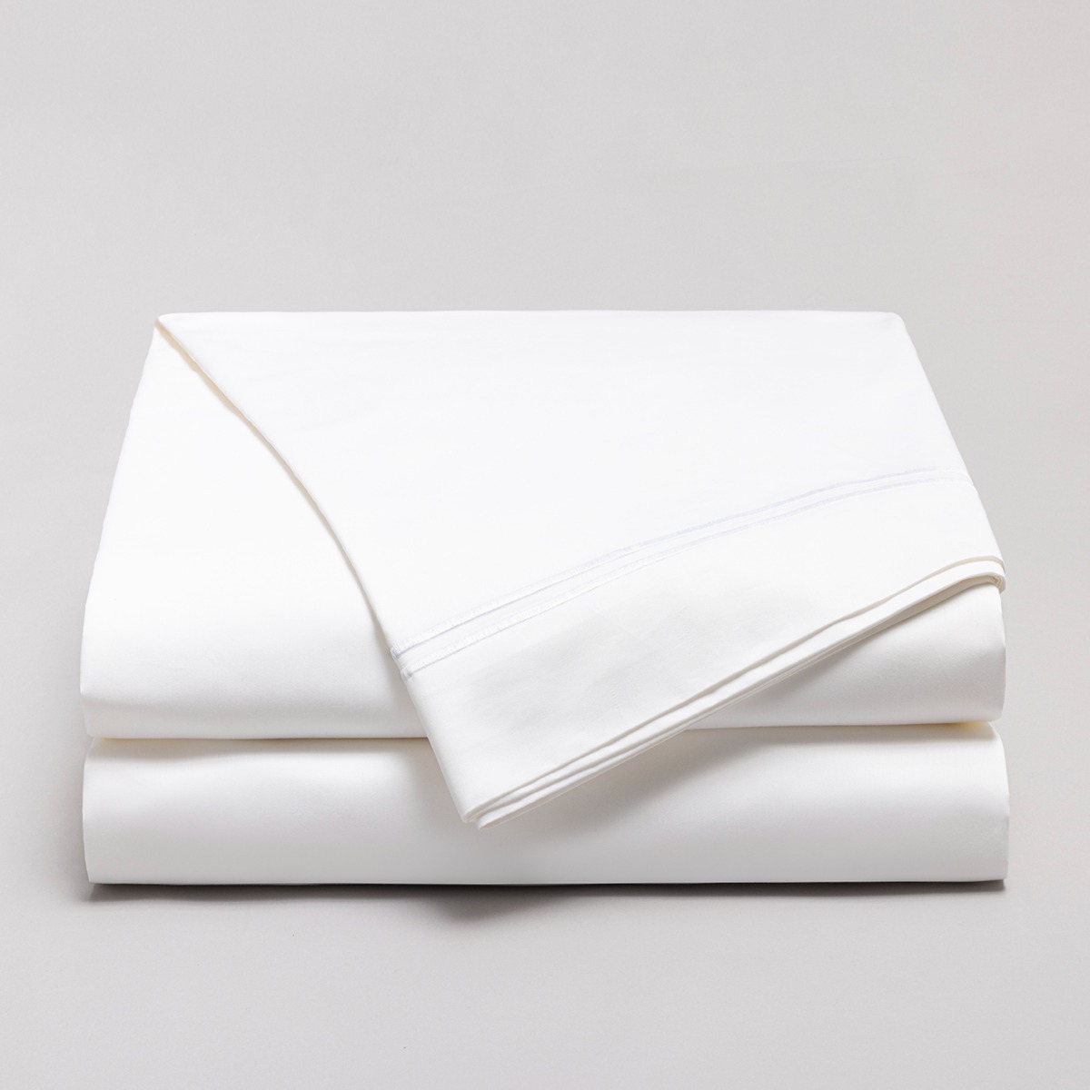 Drap plat satin de coton égyptien 320 fils - 800tc Cap ferrat blanc, COTTON & CO