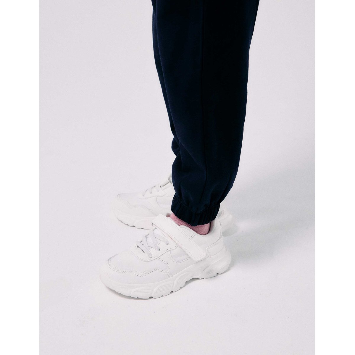 Baskets bi-matière à semelle épaisse et doublure en maille blanc, ZIPPY
