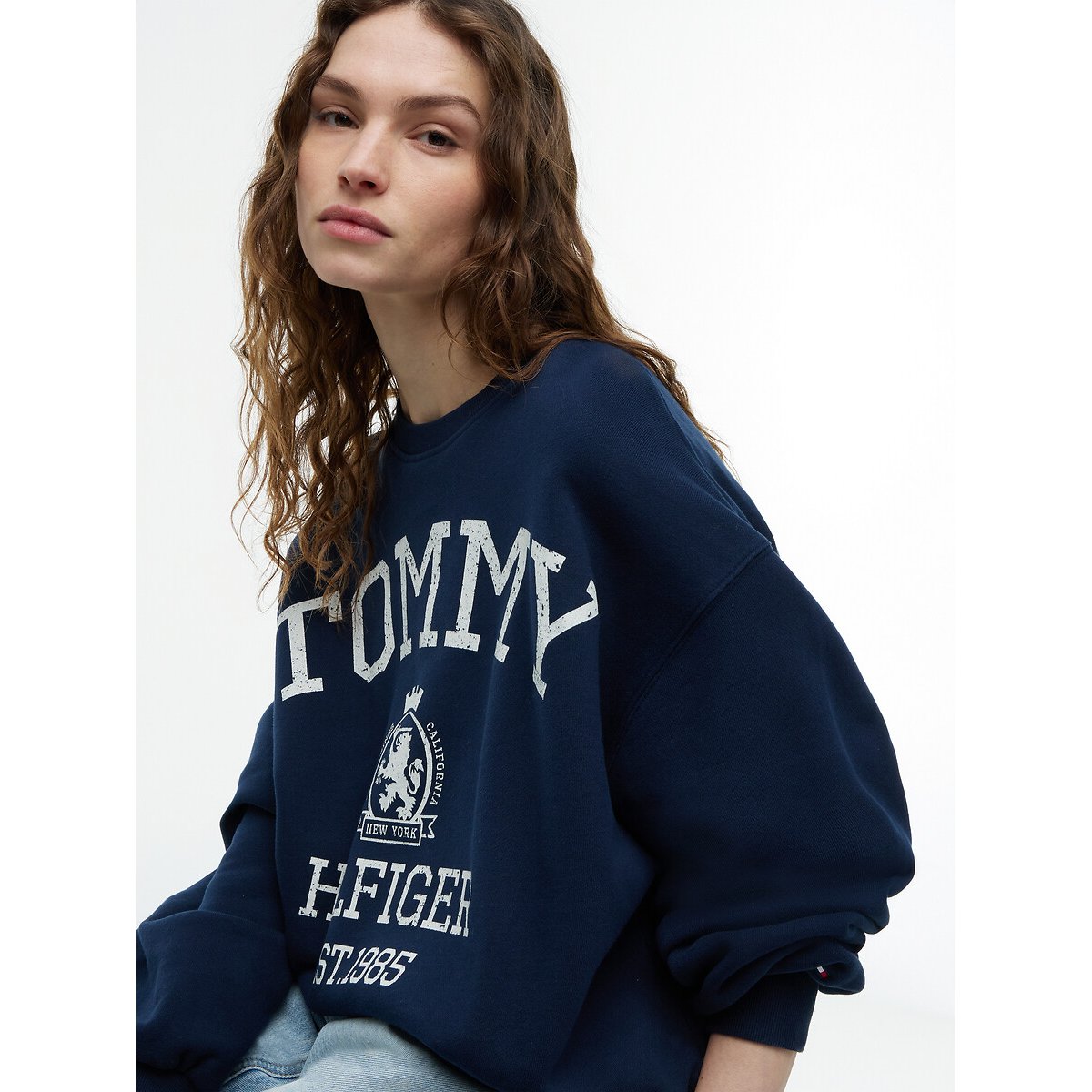 Sweat col rond avec logo marine, TOMMY HILFIGER