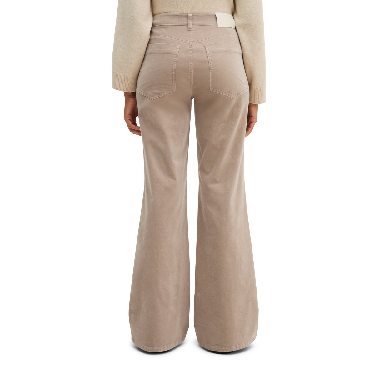 Pantalon en velours à coupe évasée en coton bio extensible beige, MARC O'POLO