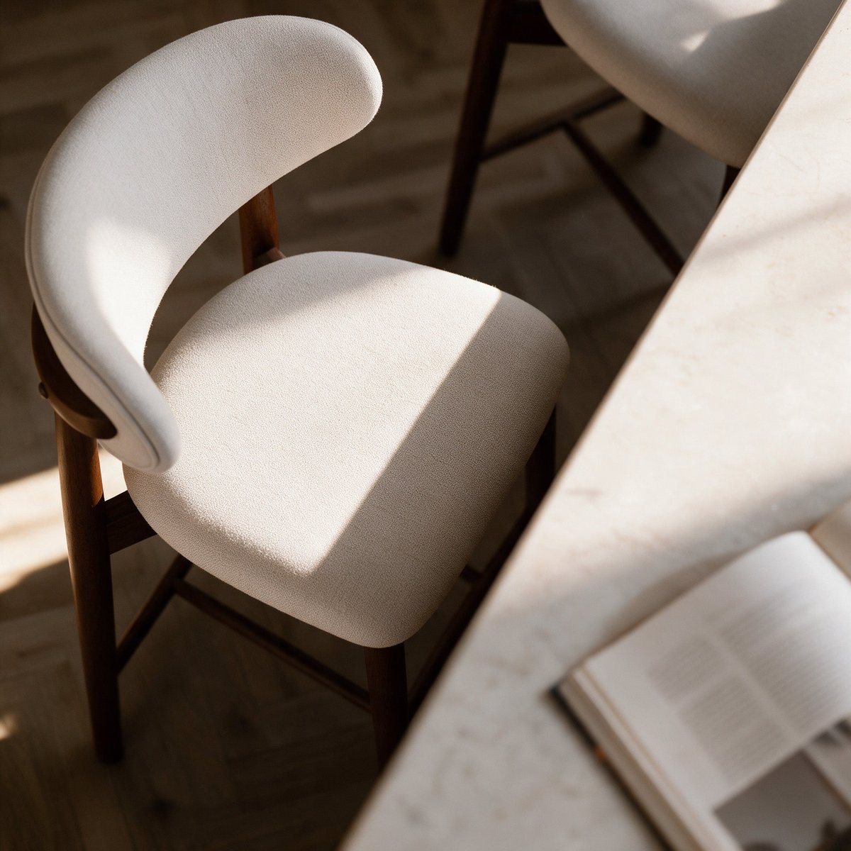 Chaise de bar Yuna tissu - YUNA beige, MAISON PAVANE
