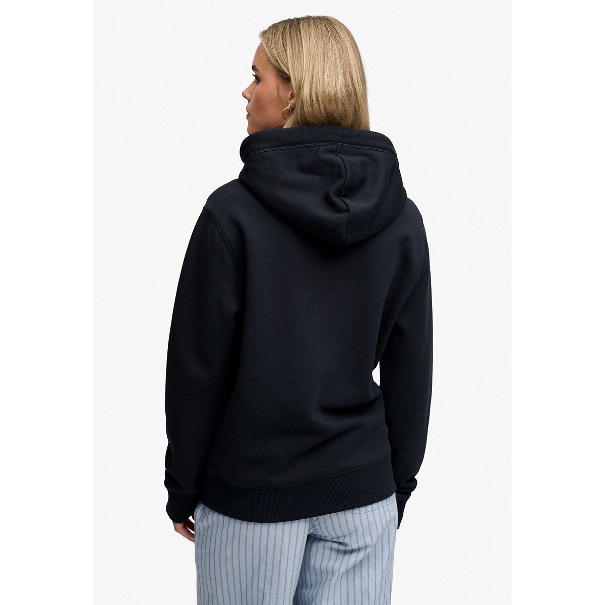 Sweat à capuche avec logo brodé Signature bleu marine, SUPERDRY