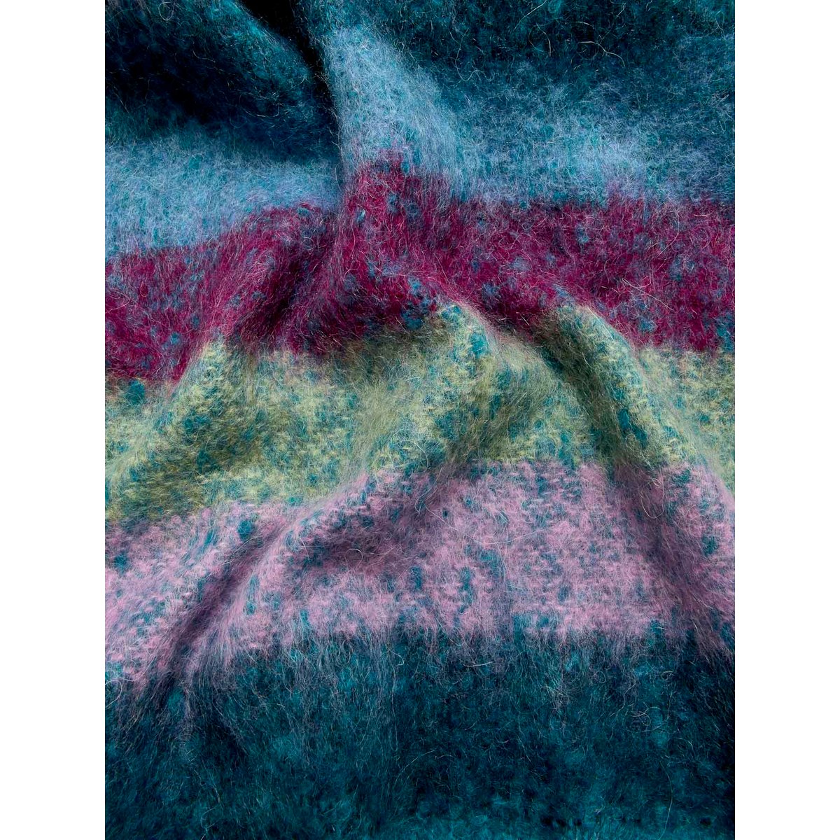 Echarpe rayée avec mohair imprimé bleu, DAXON