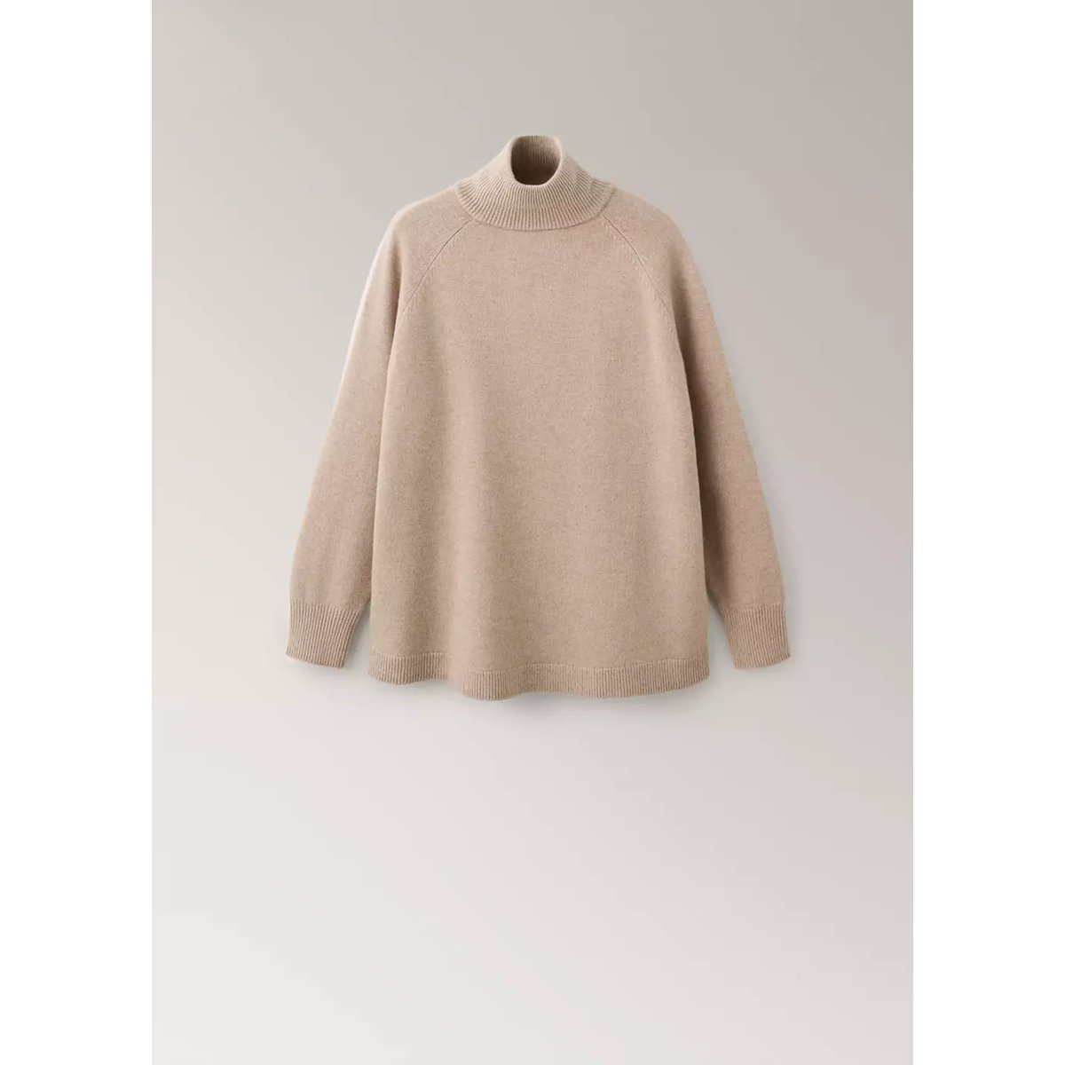 Pull-over 100 % laine col montant marron, MANGO