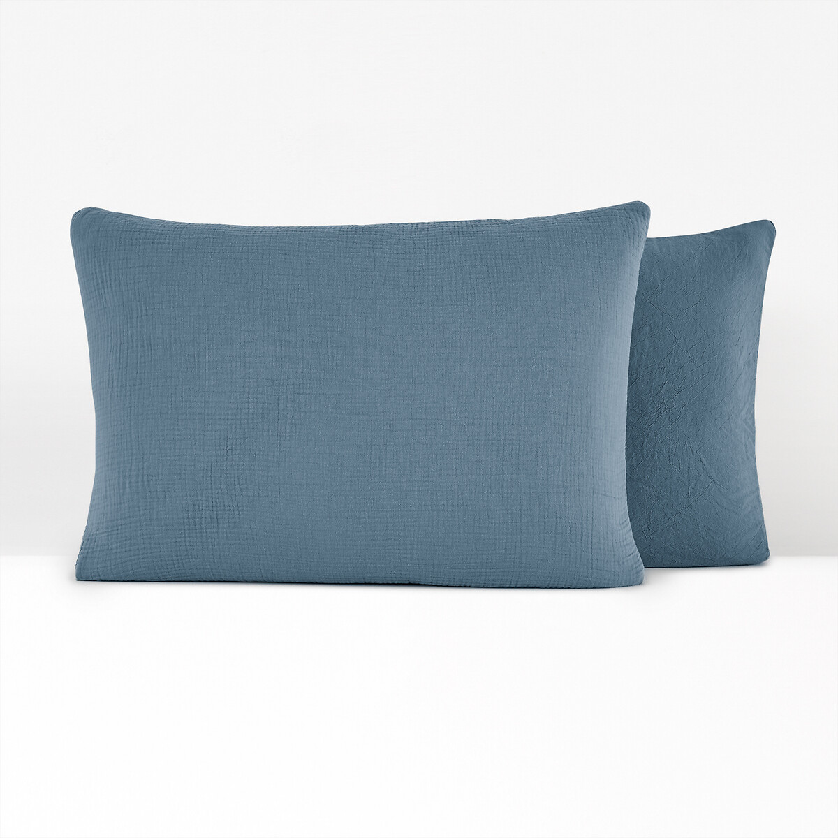 Taie d'oreiller enfant gaze/coton lavé, Kumco bleu baltique, LA REDOUTE INTERIEURS