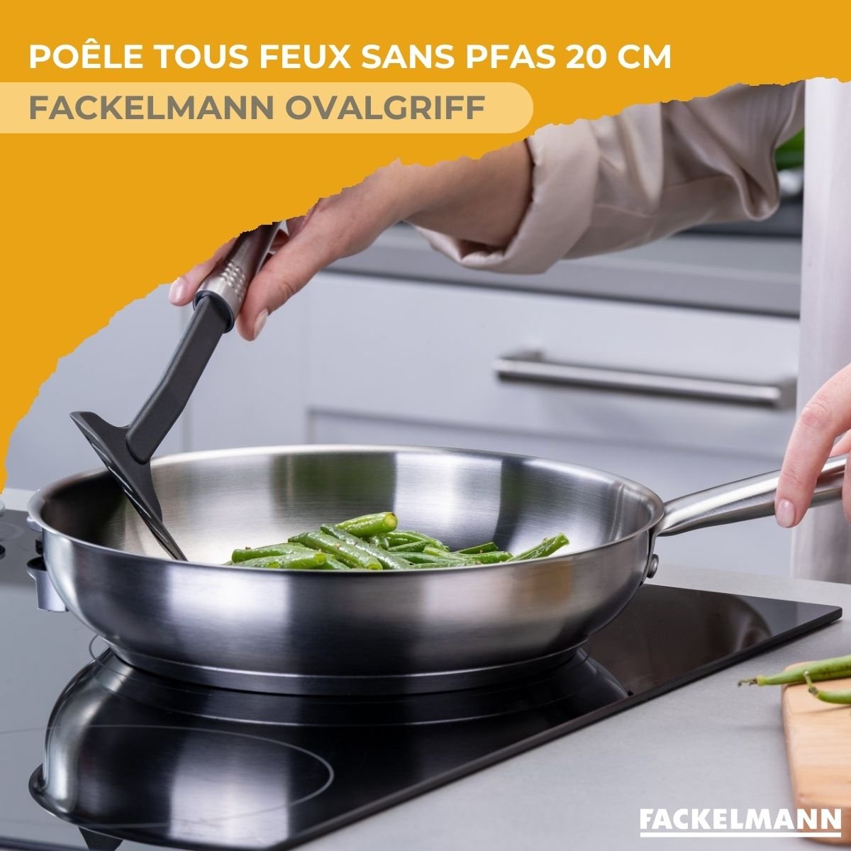 Poêle 20 cm en inox 18/8 OVALGRIFF inox, FACKELMANN