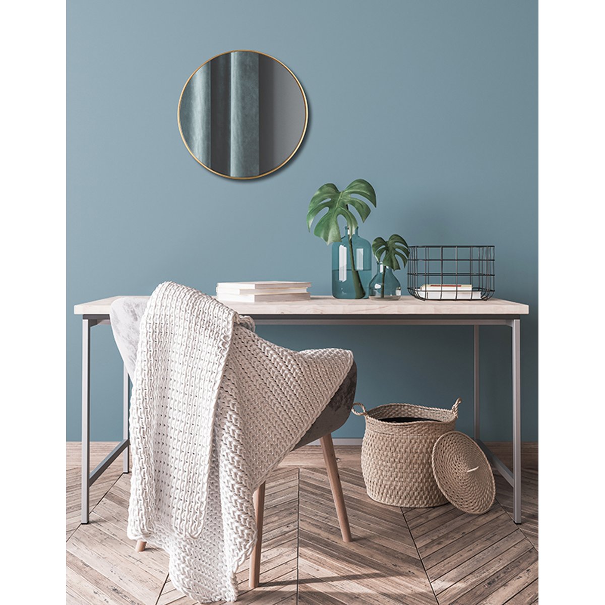 Miroir rond contours fins 30x30cm or, EMDE