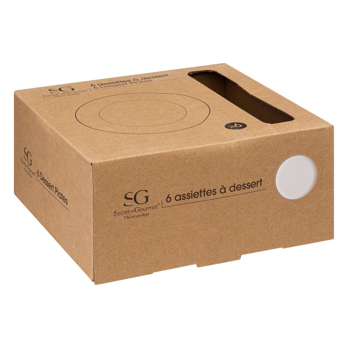 Lot de 6 assiettes à dessert en céramique SUBLIMA blanc, SECRET DE GOURMET