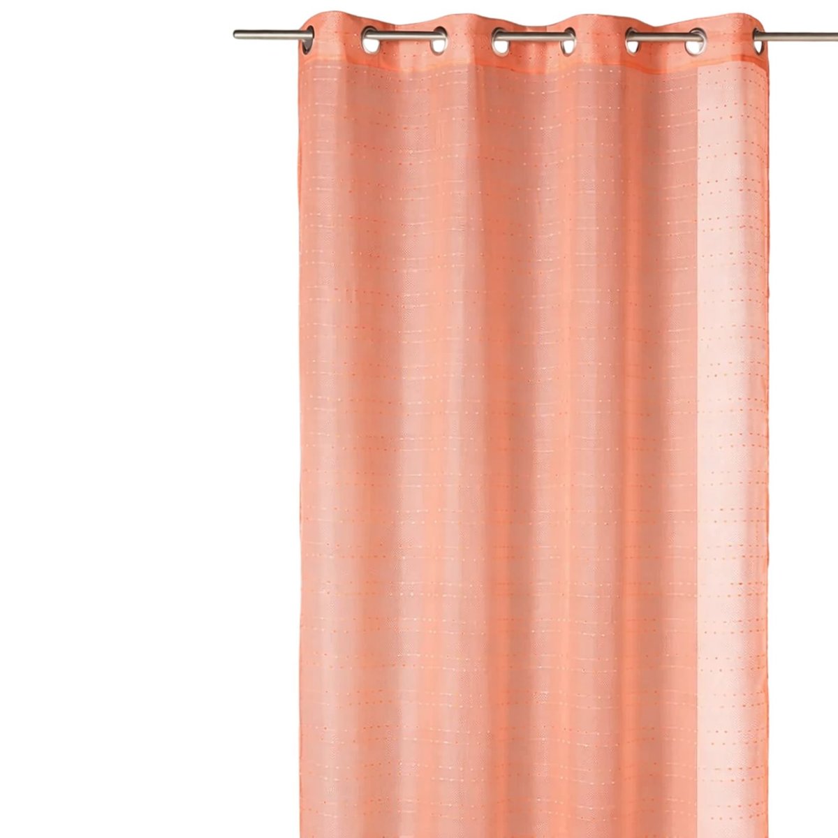 Voilage rayures brodées en pointillées orange corail, HOME MAISON