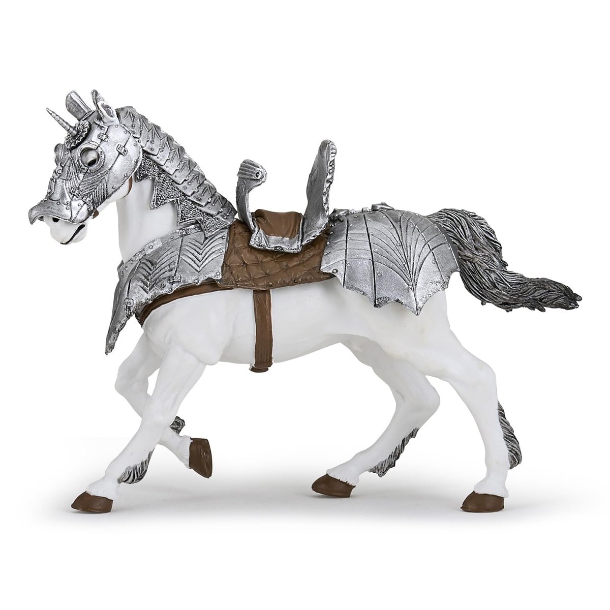Figurine Cheval en armure gris, PAPO