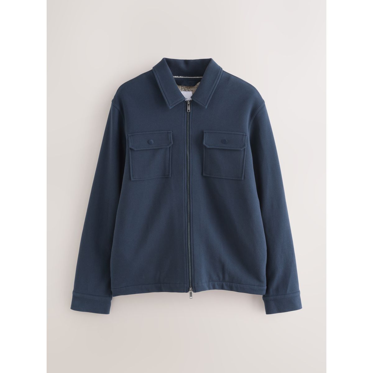 Veste-chemise doublée de peau lainée bleu marine, NEXT