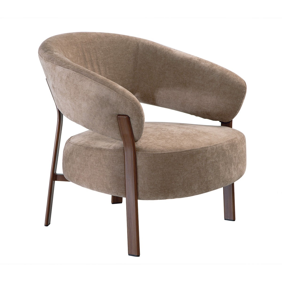 Fauteuil en tissu beige pieds effet noyer LIV beige, CALICOSY