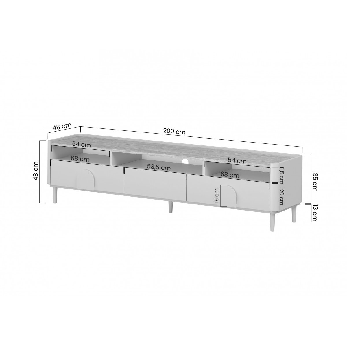 Meuble TV 200 cm , ENYRA beige, BOBOCHIC