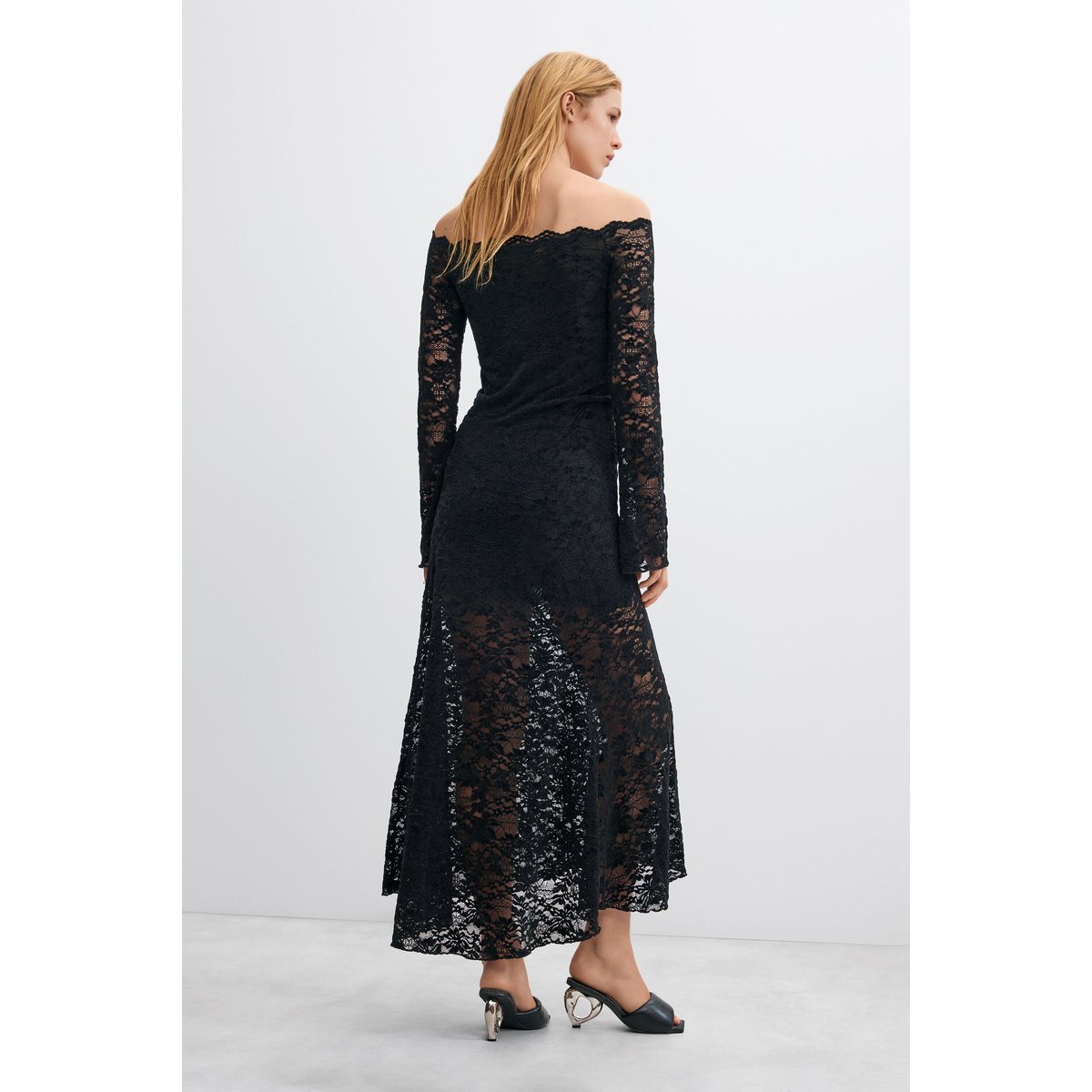 robe midi évasée noir, DESIGUAL