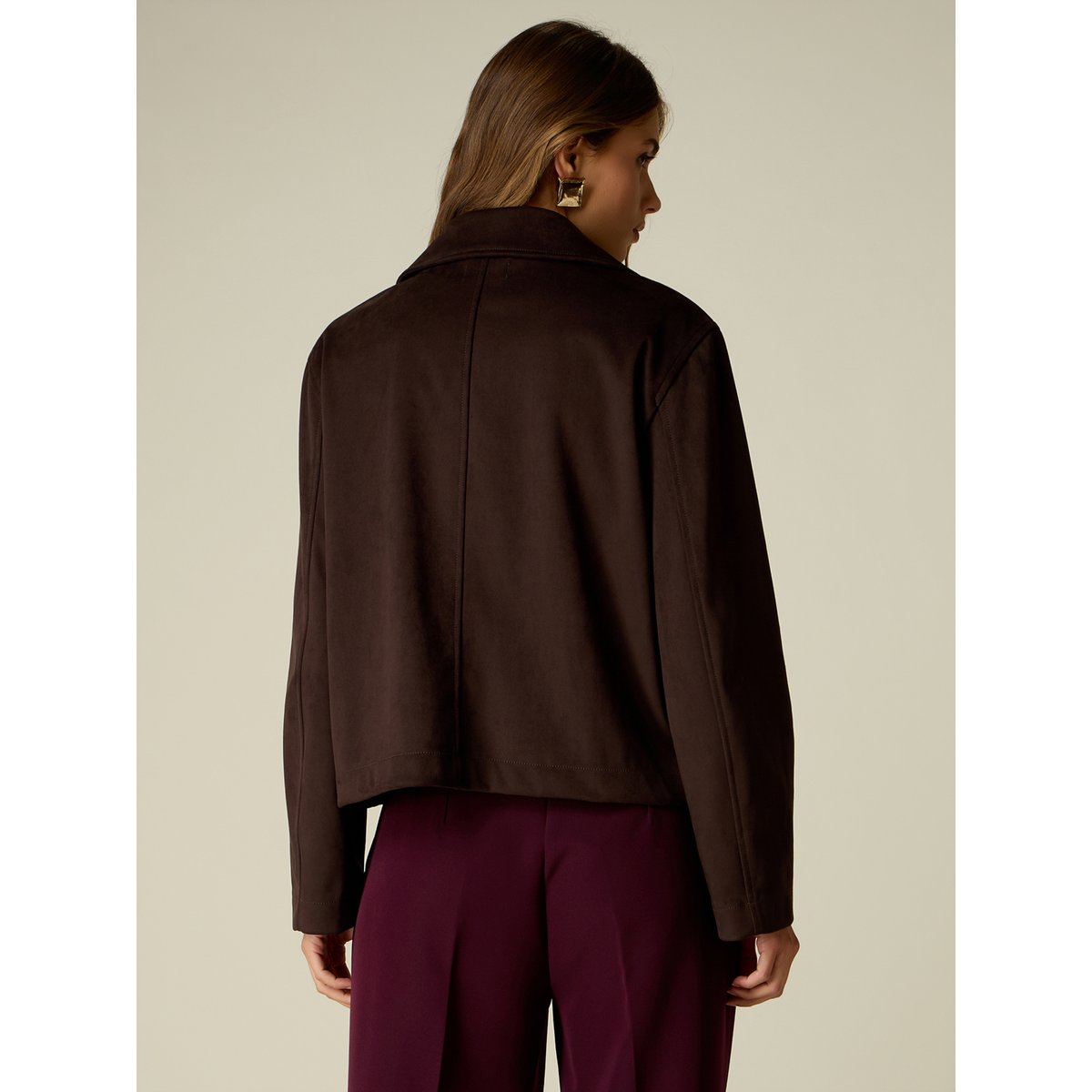 Trench-coat court croisé marron, OLTRE