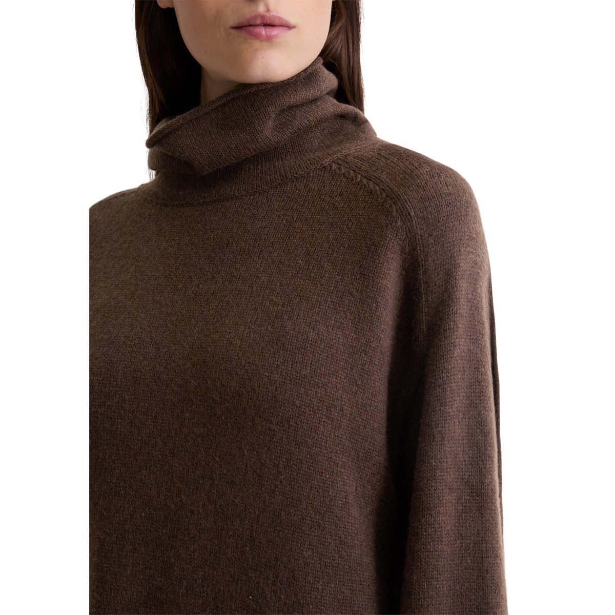 Robe en tricot relaxed en doux mélange de laine mérinos marron foncé, MARC O'POLO