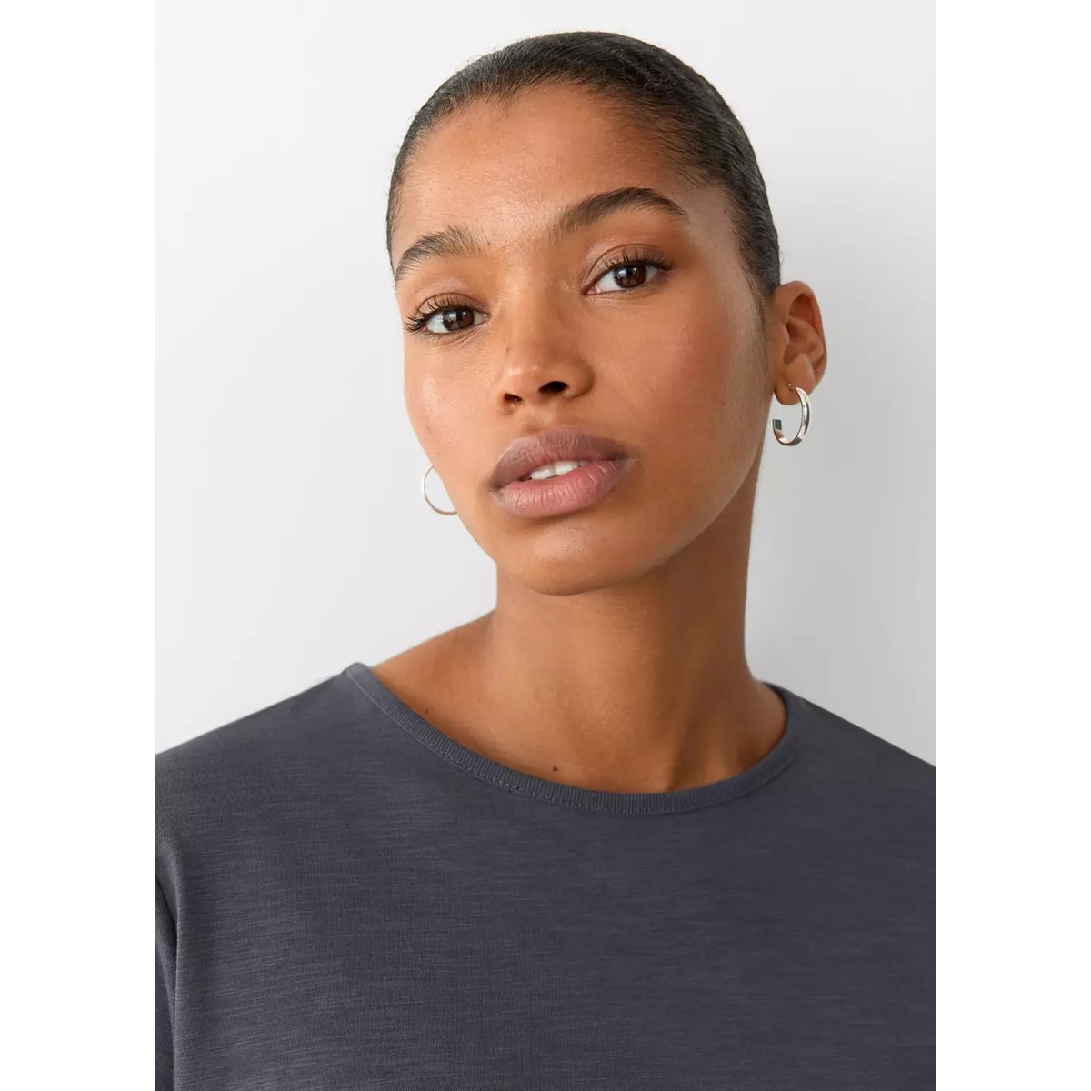 T-shirt froncé coton gris anthracite, MANGO TEEN