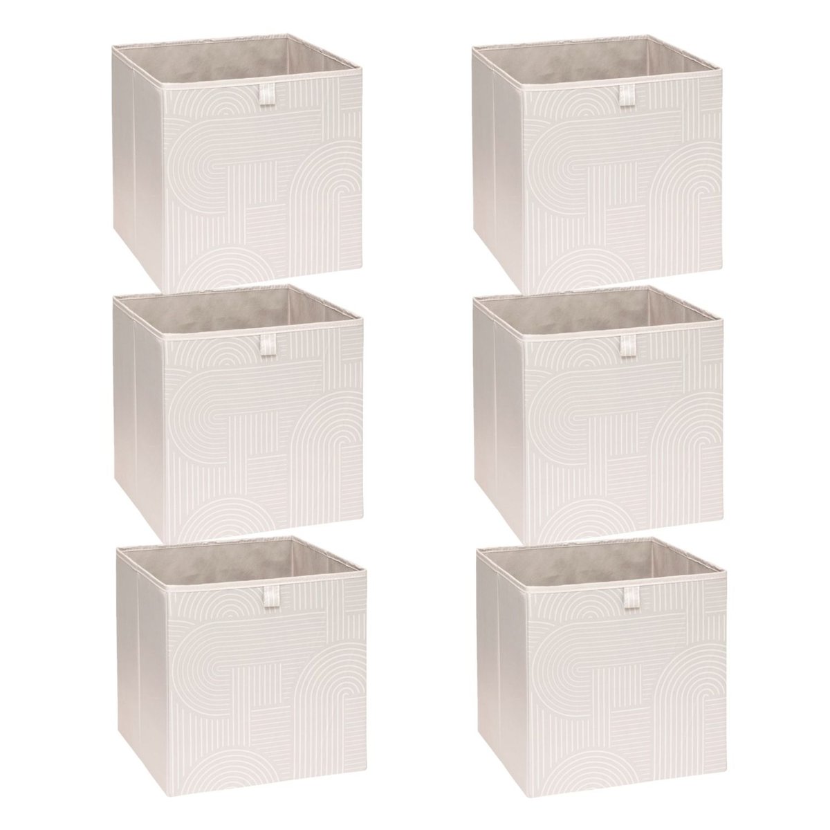 Lot de 6 boîtes de rangement cubes à motifs arches MIX'N MODUL beige, TOILINUX