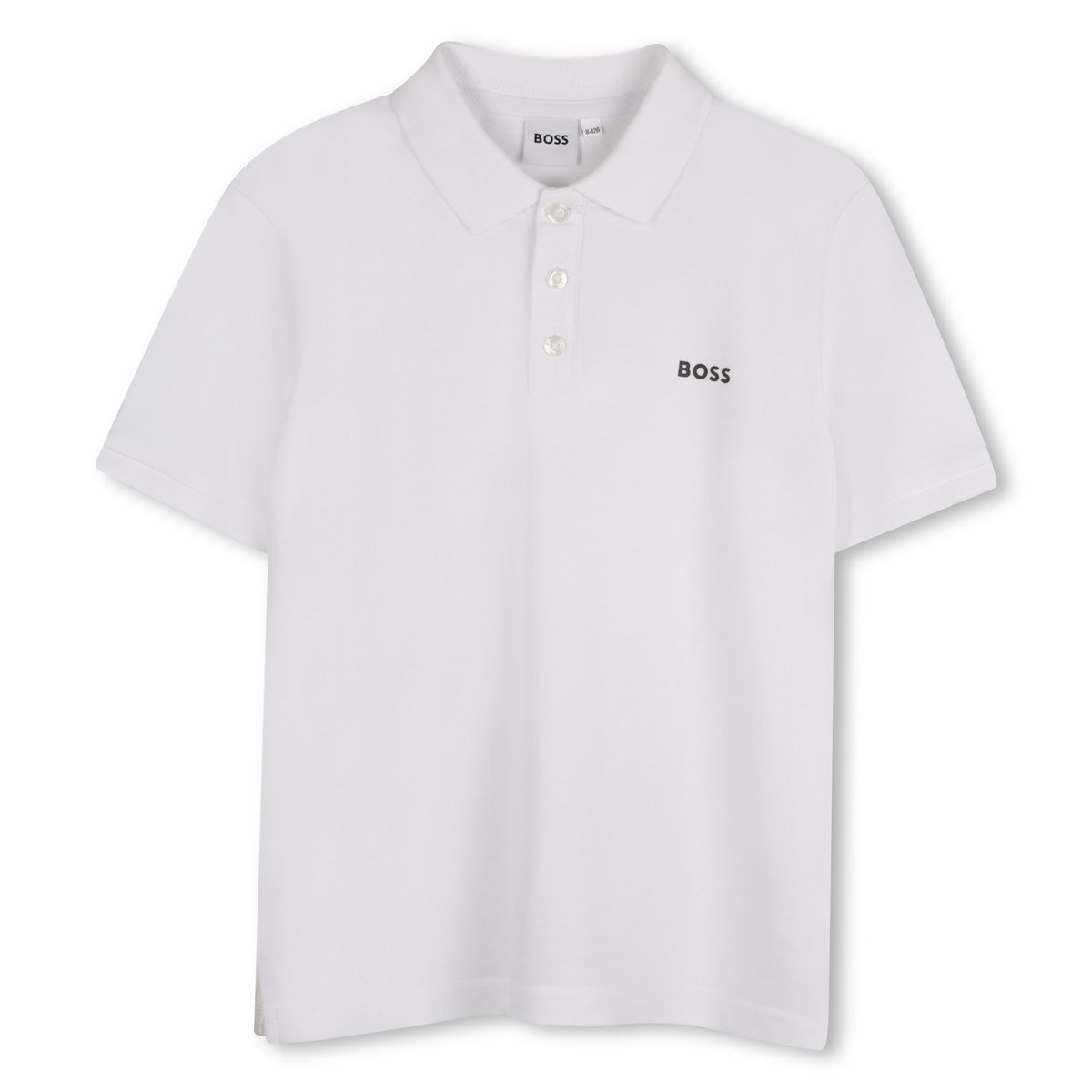 Polo en coton avec logo blanc, BOSS KIDSWEAR