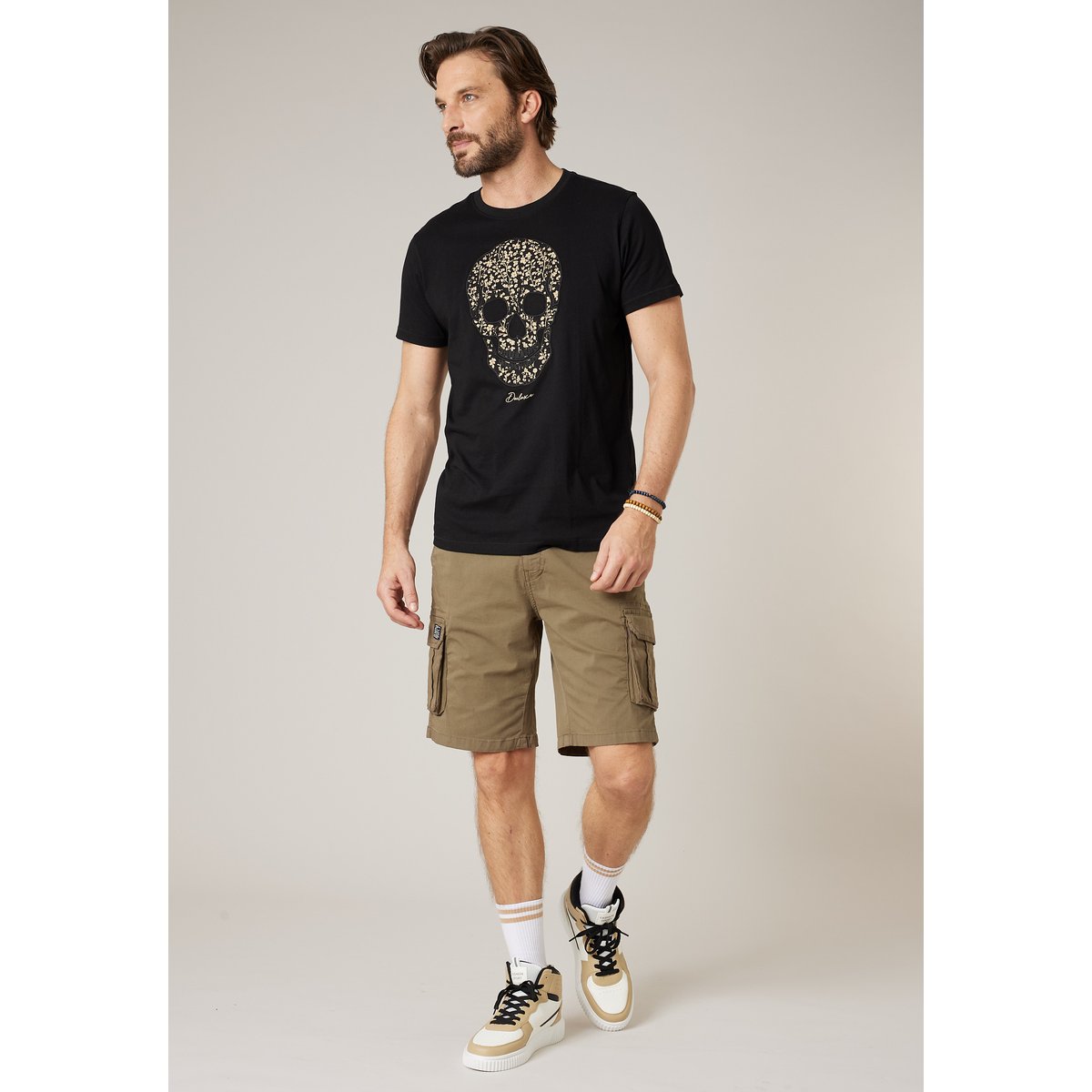 Bermuda loose homme twill coton strech SLOG olive, DEELUXE