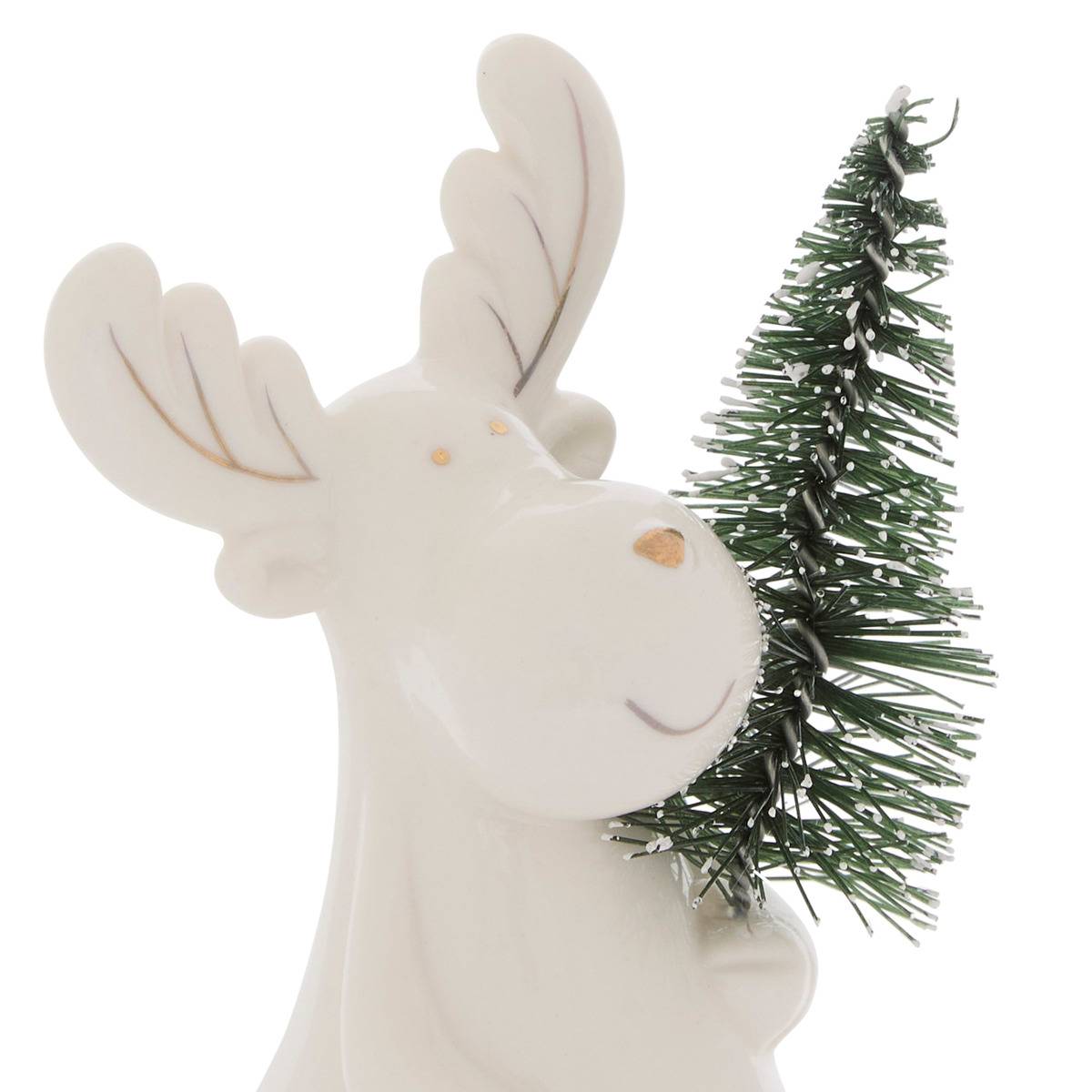 RENNE CERAMIQUE H11,7 blanc, FEERIC LIGHTS & CHRISTMAS