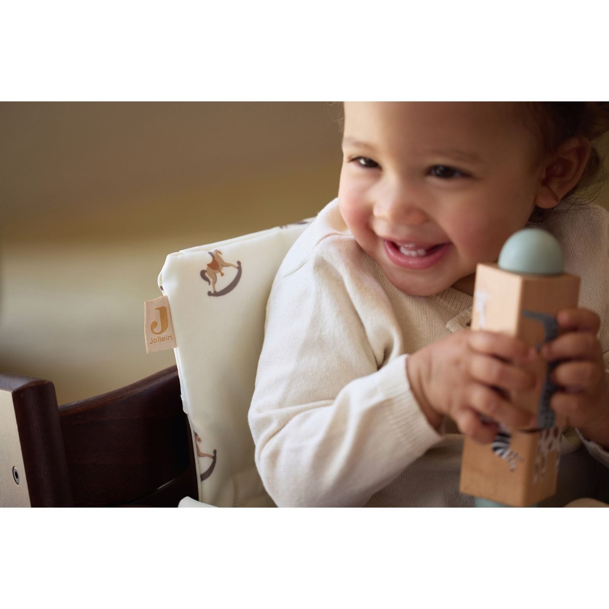 Assise pour chaise haute Stokke ecru, maron, JOLLEIN