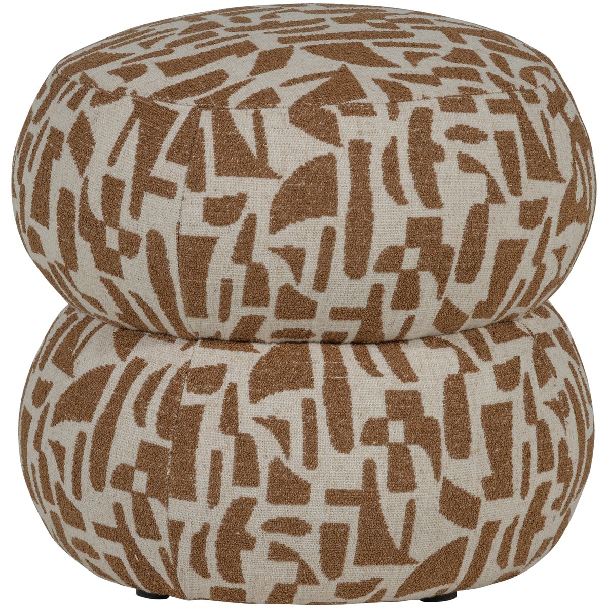 Pouf en polyester et lin ANIC marron, WOOOD