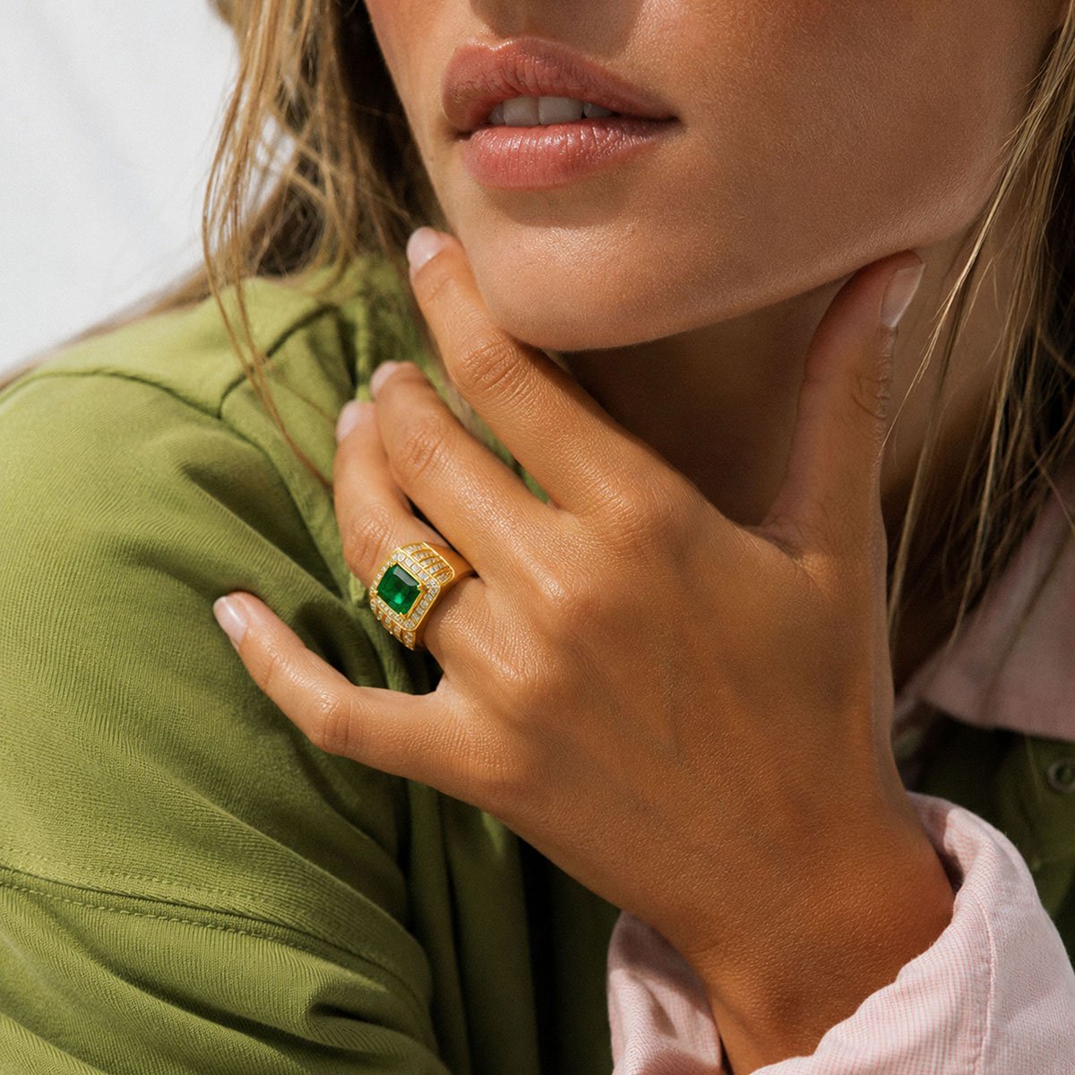 Bague chevalière ROLLIE emeraude, HIPANEMA