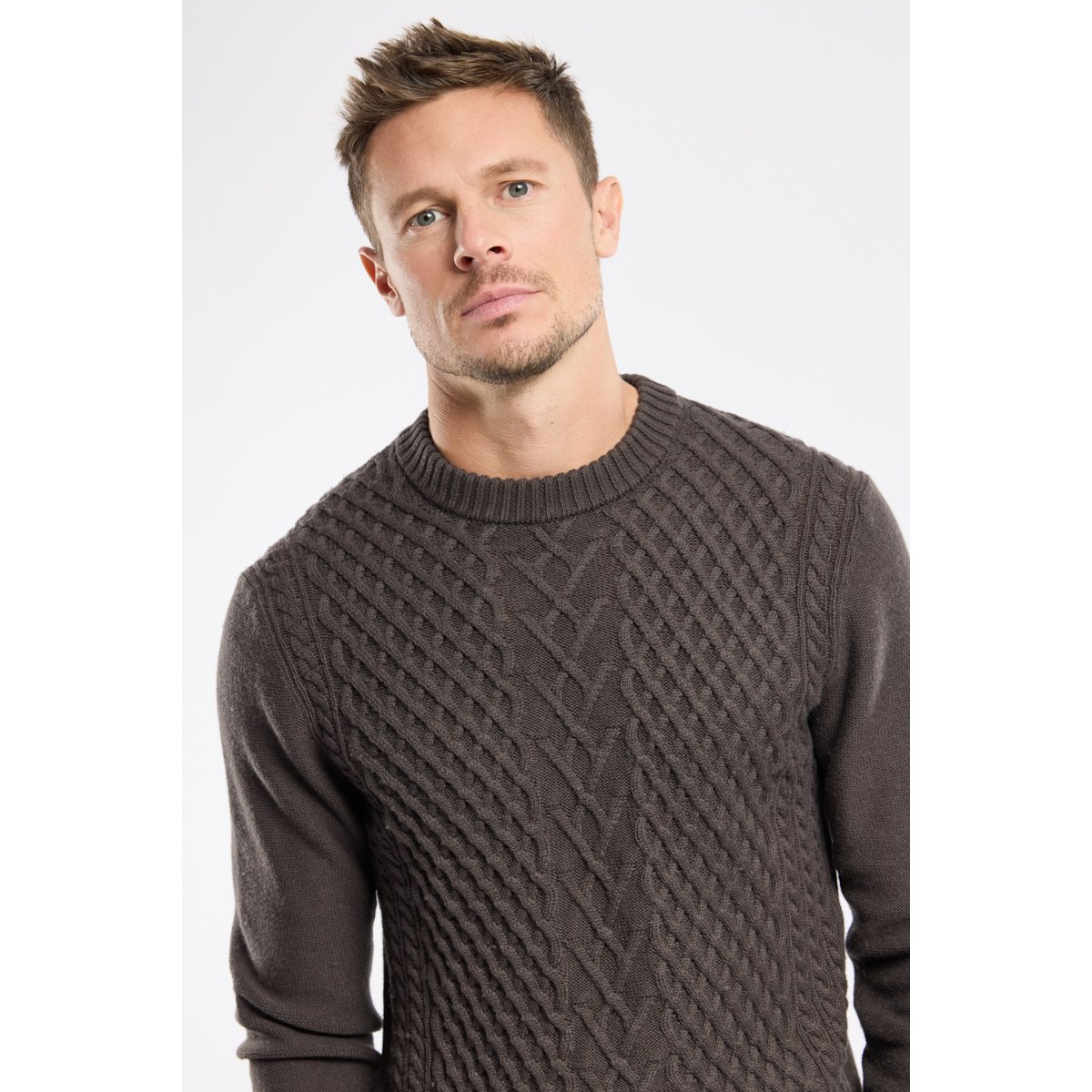 Pull torsades en coton et laine nine iron, ARMOR-LUX