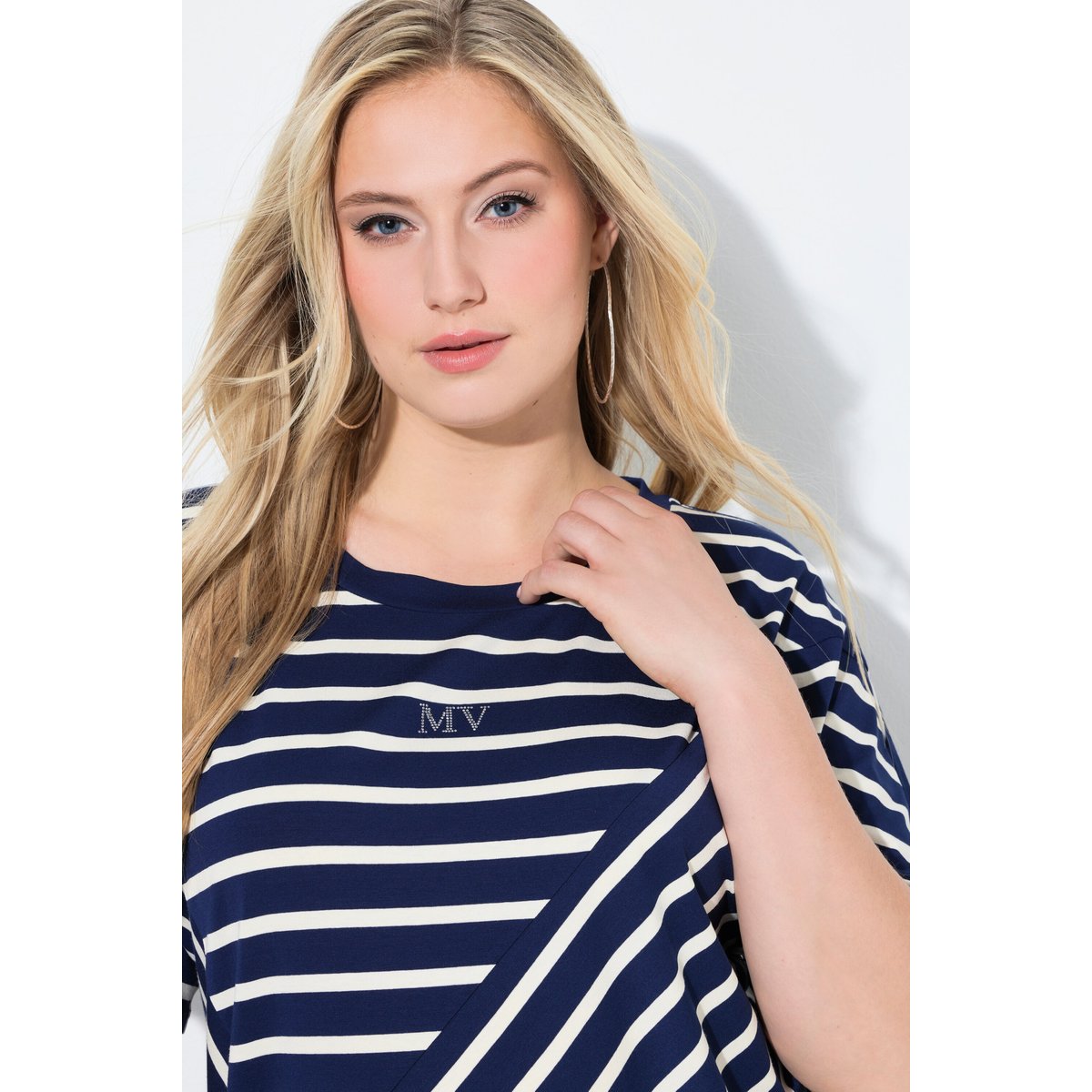 T-shirt oversize, jeu de rayures marine, ULLA POPKEN