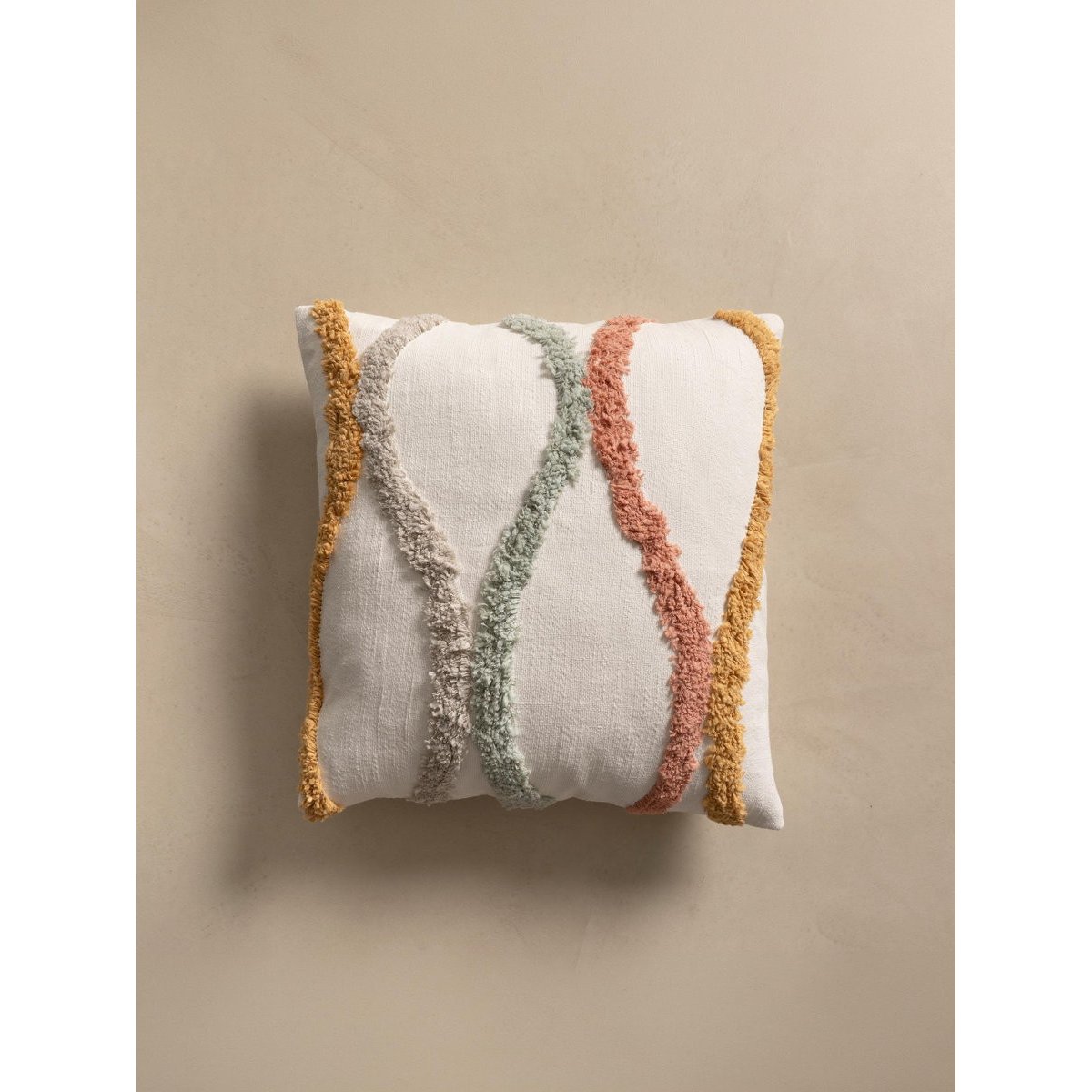 Coussin 100% Coton Géométrique -TUFTED multicolore, KENAY