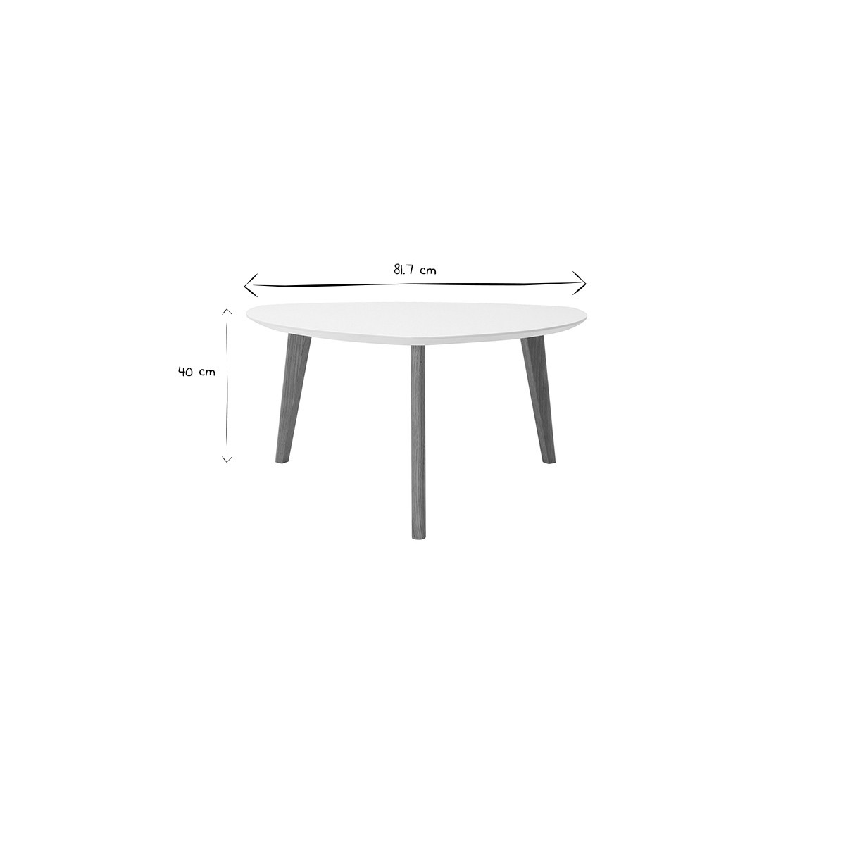 Table basse scandinave blanc et bois clair chêne L80 cm EKKA blanc, MILIBOO