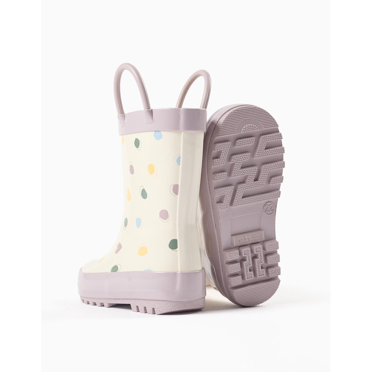 Bottes de pluie avec anses et motif à pois mauve clair, ZIPPY