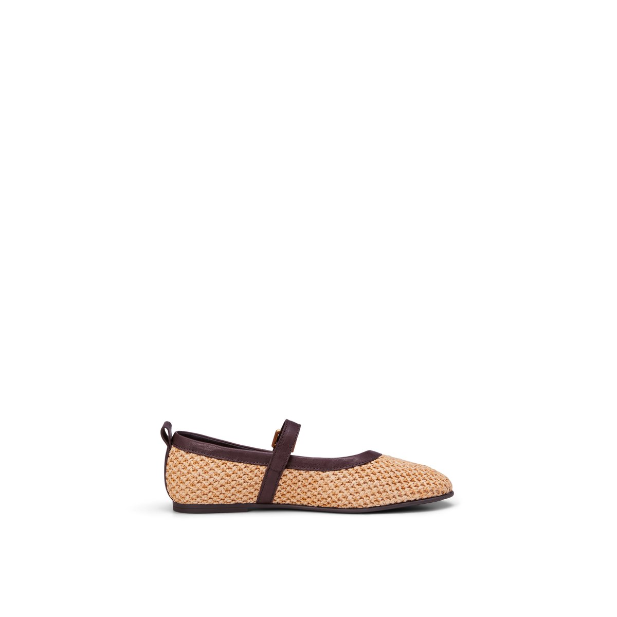 Ballerine modèle Gina en aspect raphia-basting avec cuir beige, MARC O'POLO