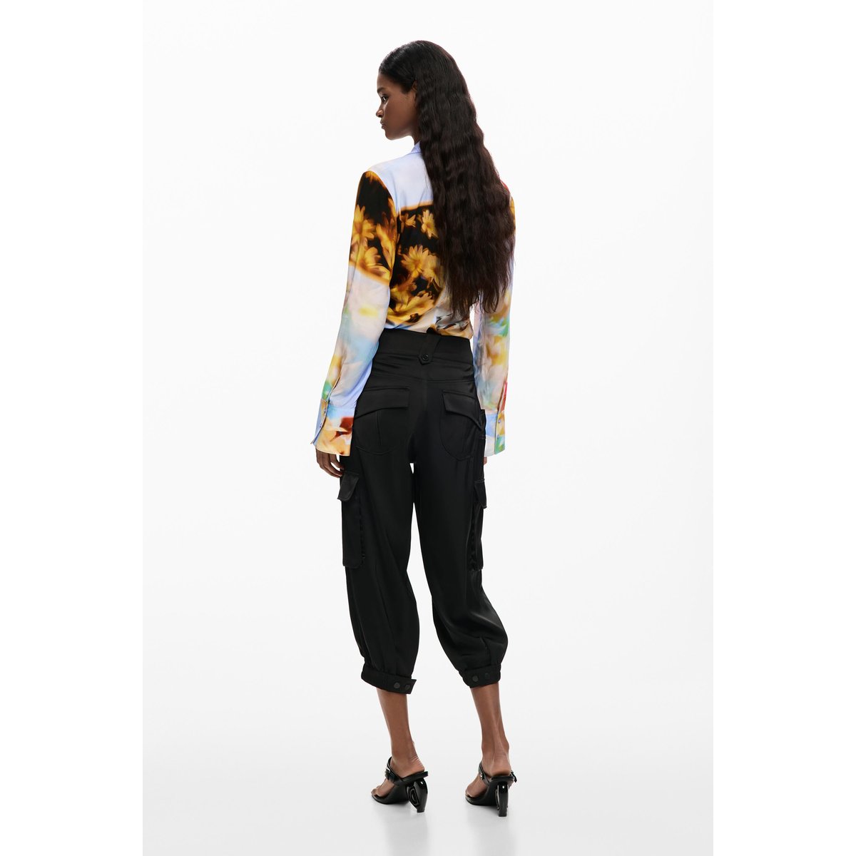 Pantalon capri cargo noir, DESIGUAL