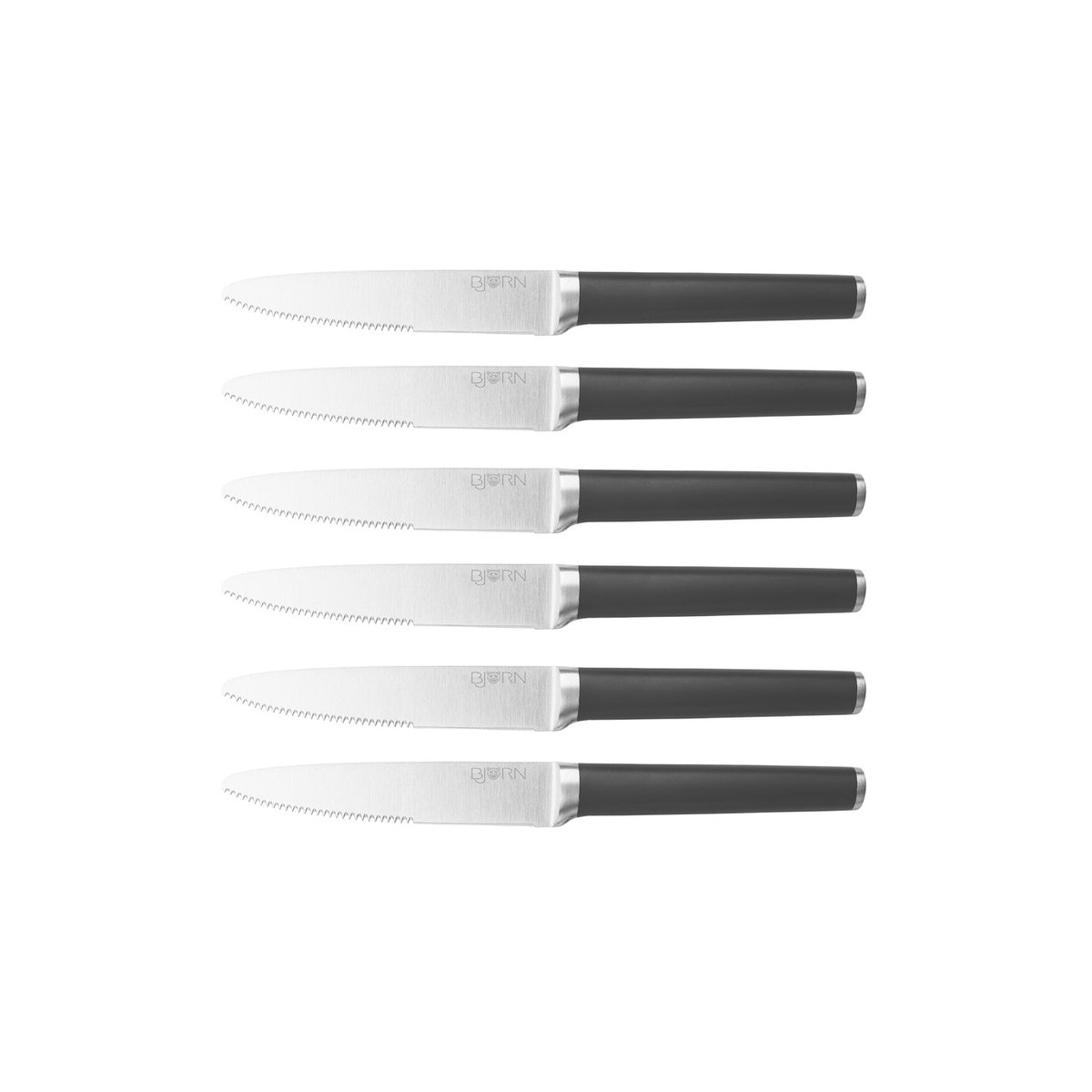 Lot de 6 couteaux à steak en inox, NUDE inox mat et noir mat, BJORN